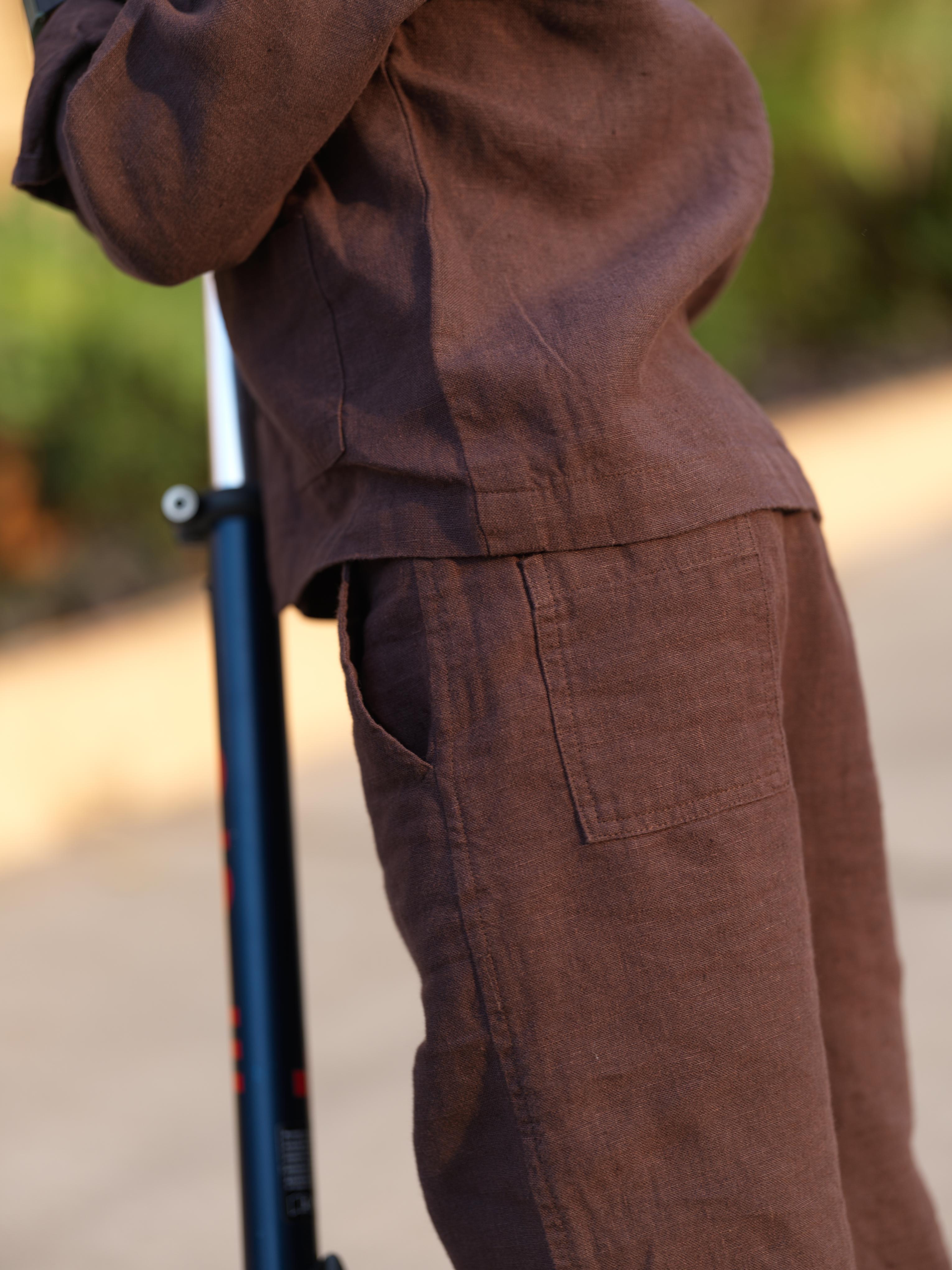 Boys Shacket Co-Ord Set Dark Brown