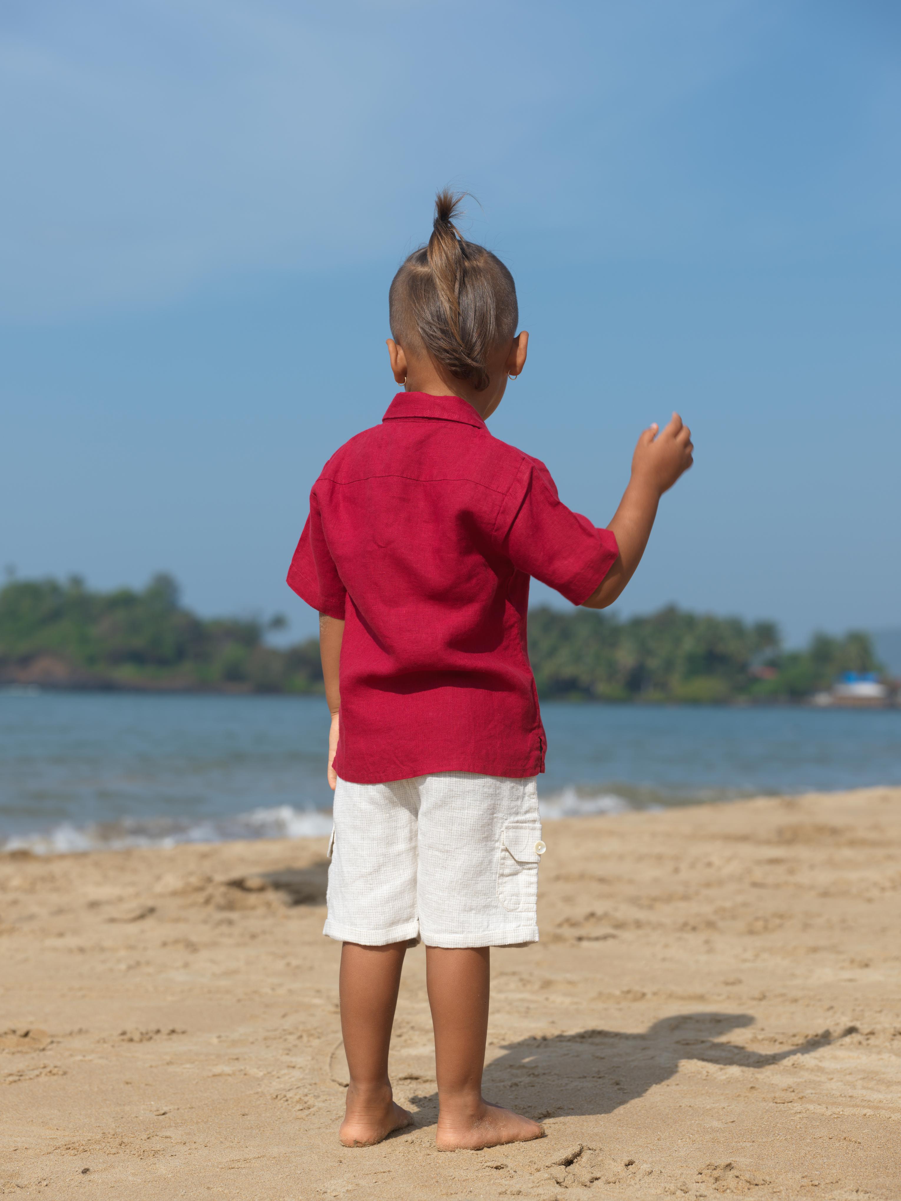Boys Cargo Shorts Ivory Check