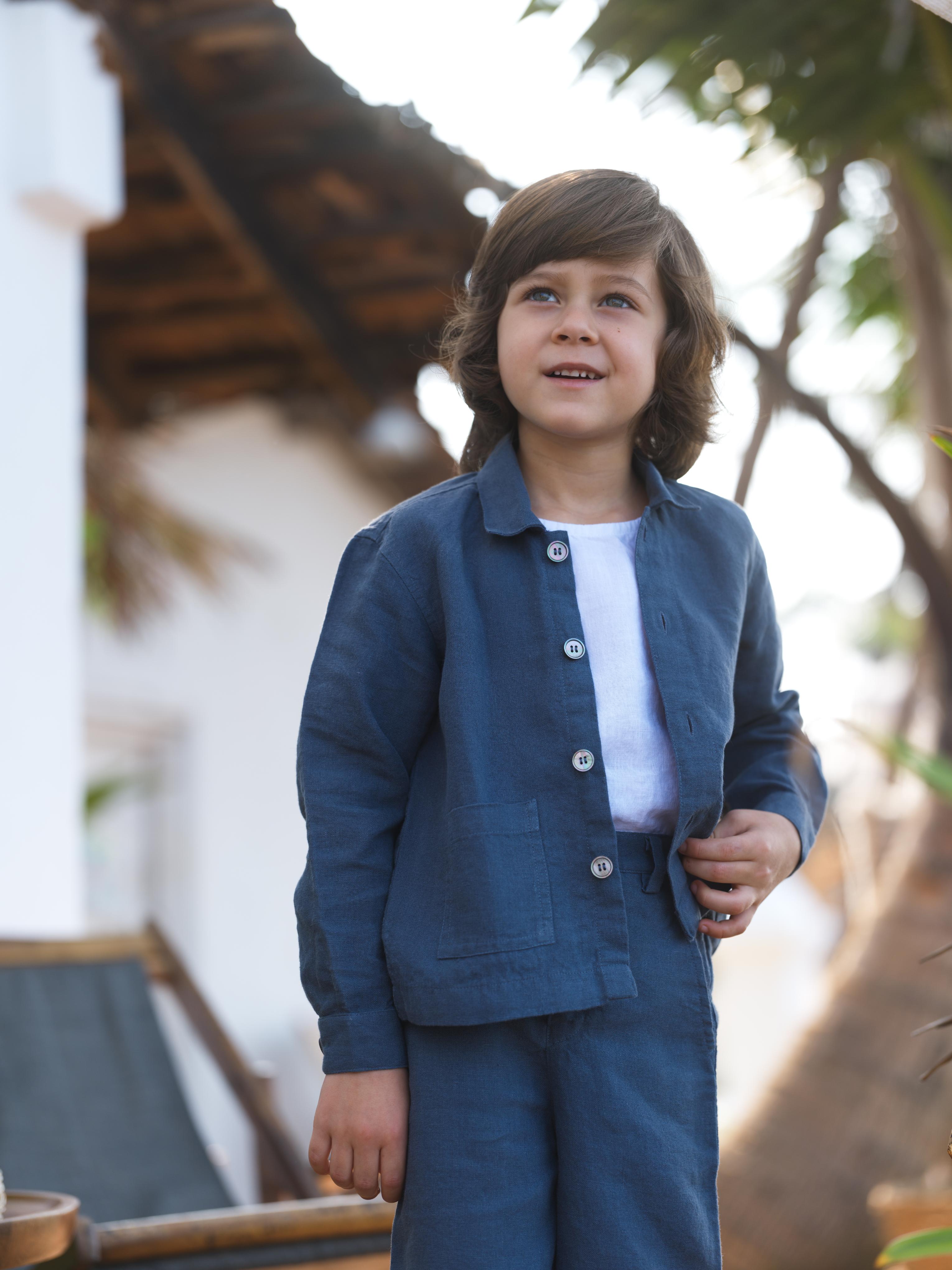 Boys Shacket Co-Ord Set Ash Blue