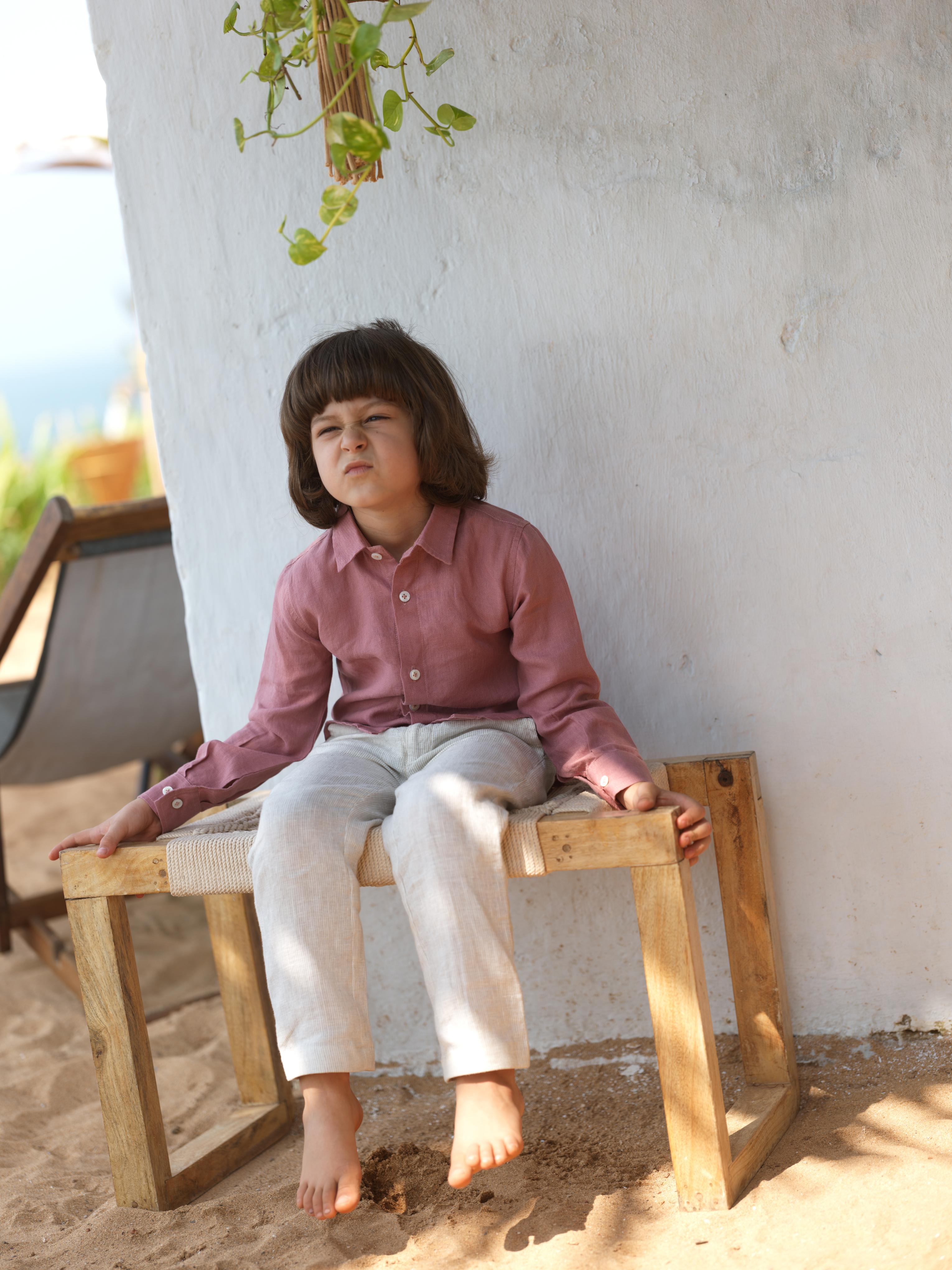 Boys Regular Collar Shirt Dusty Rose