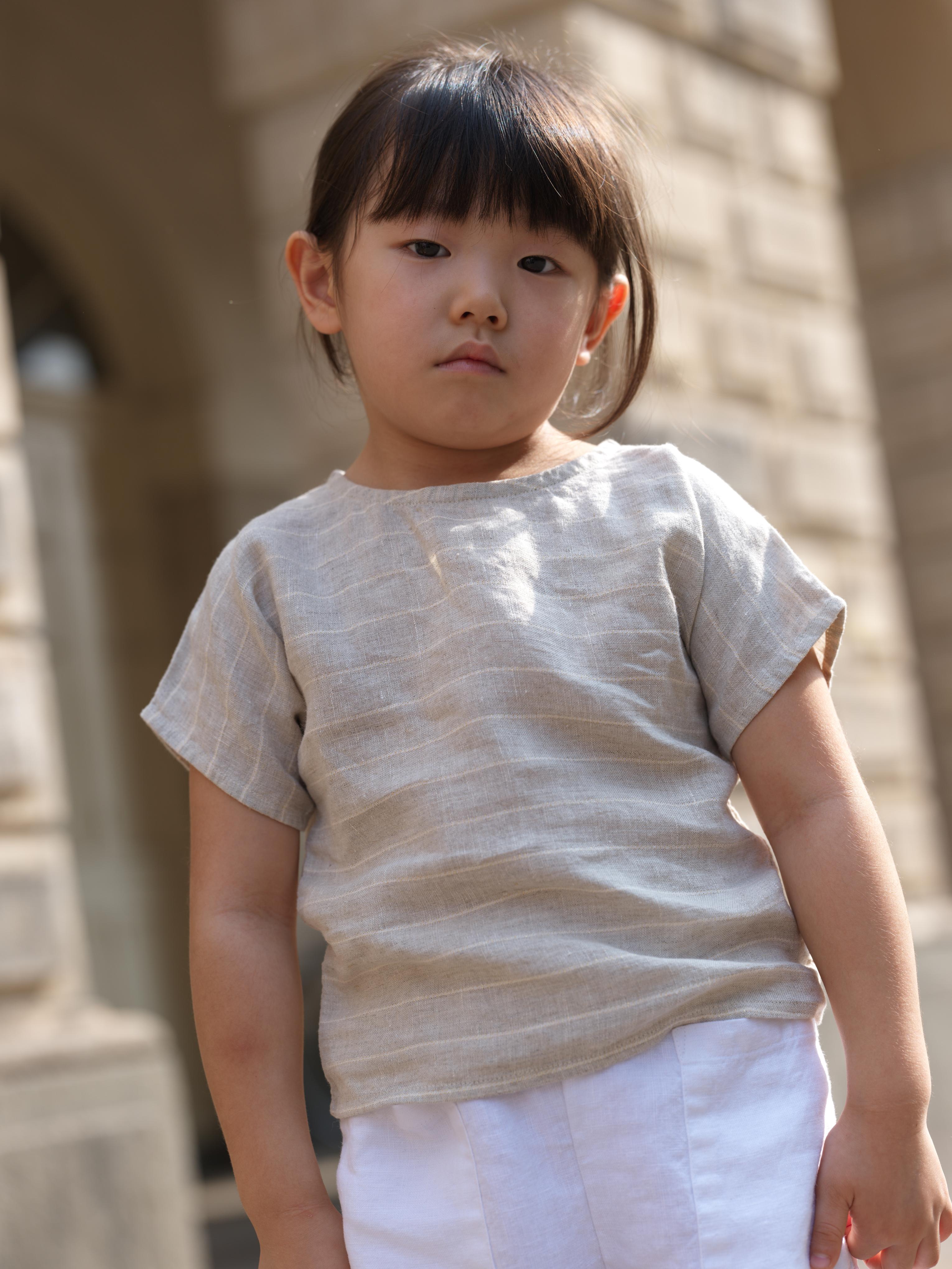 Girls Round Shoulder Top & Patch pocket Trousers Co-Ord set Lurex Stripe / White