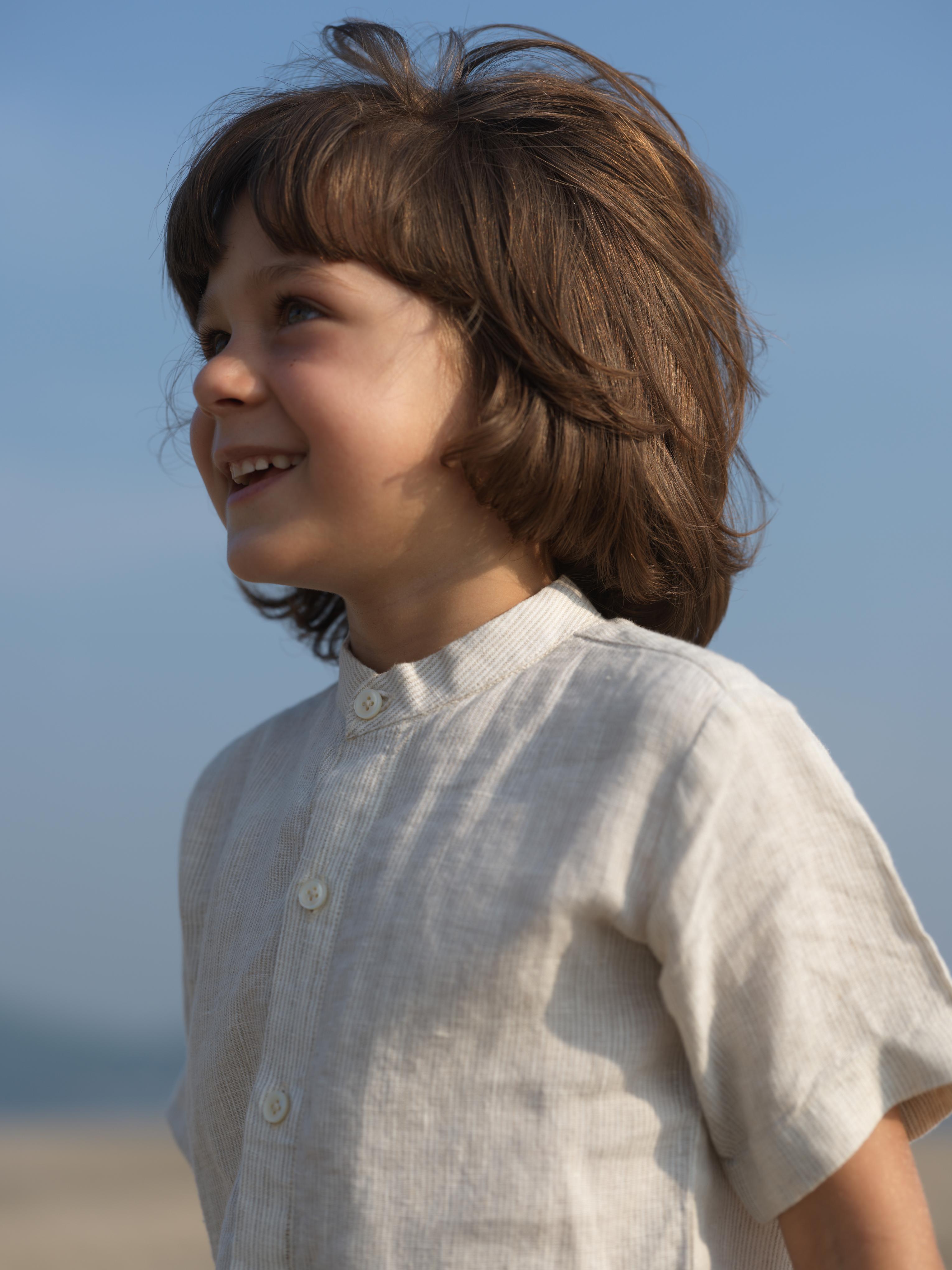 Boys Mandarin Collar Shirt Fade Fine