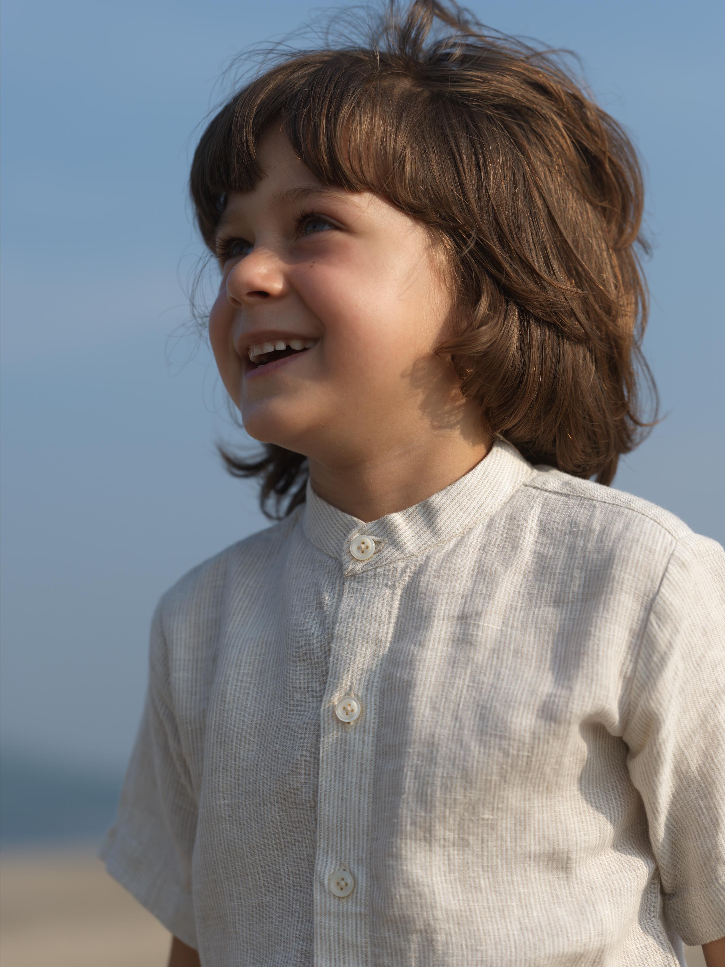 Boys Mandarin Collar Shirt Fade Fine