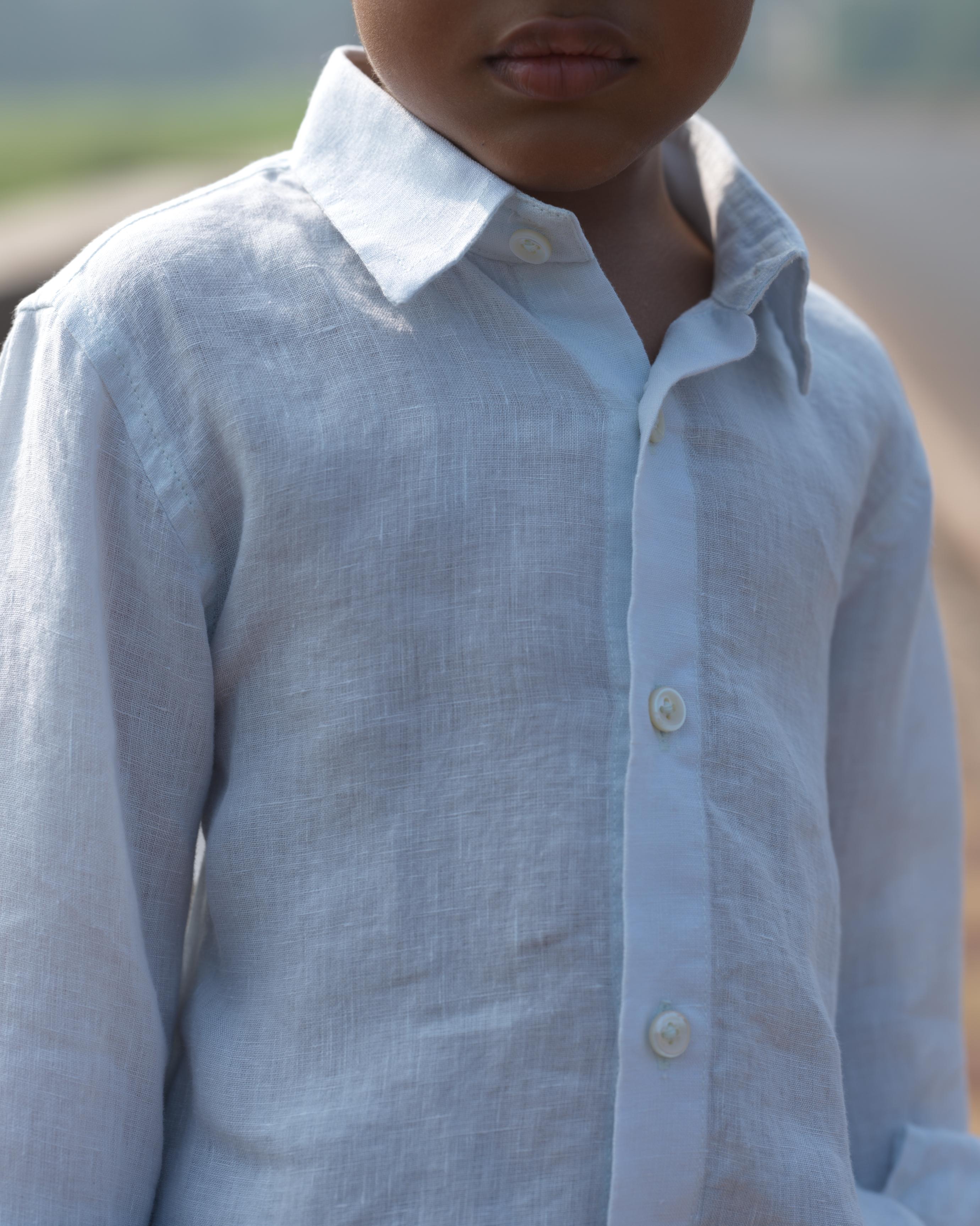 Boys Regular Collar Shirt Ice Blue