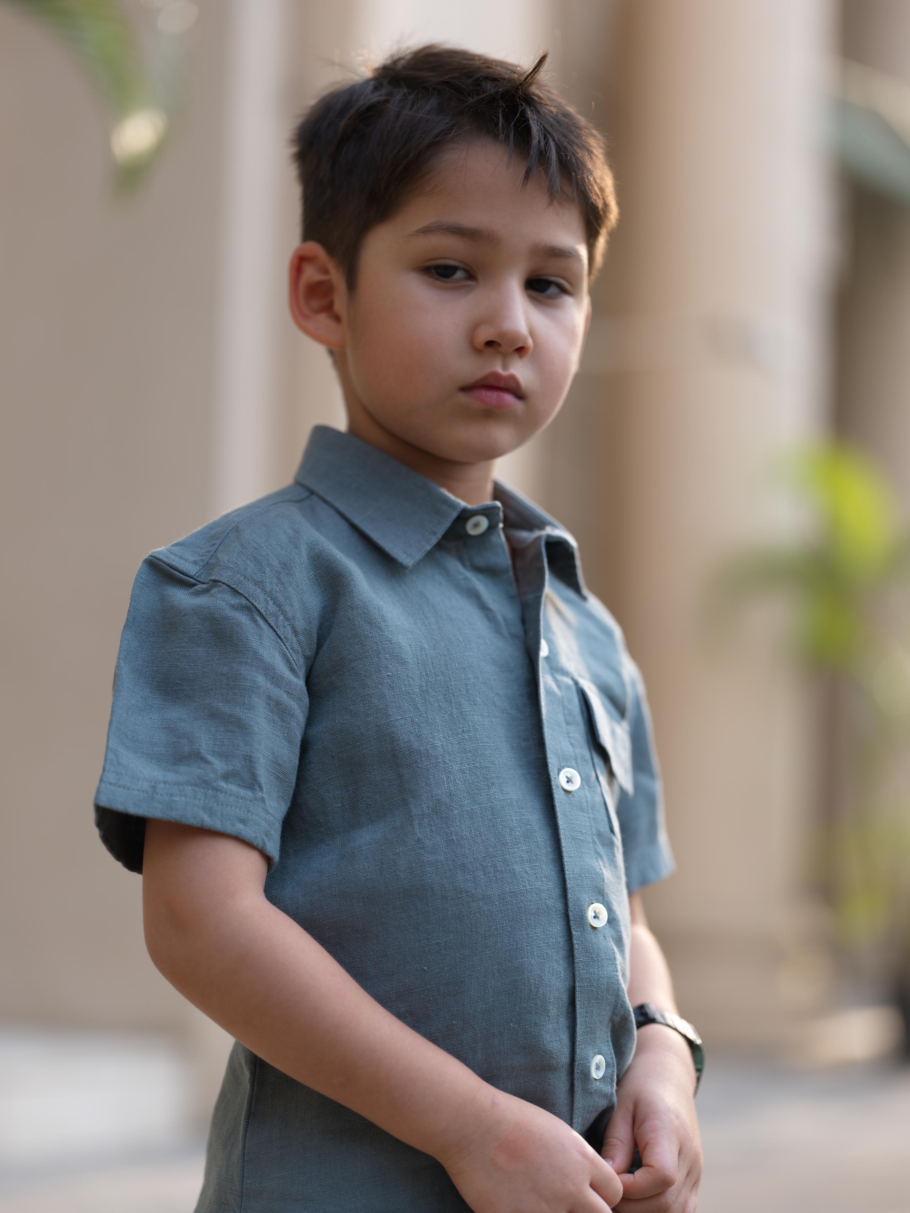Boys Half-Sleeve Shirt & Cargo Trousers Co-Ord Graphite