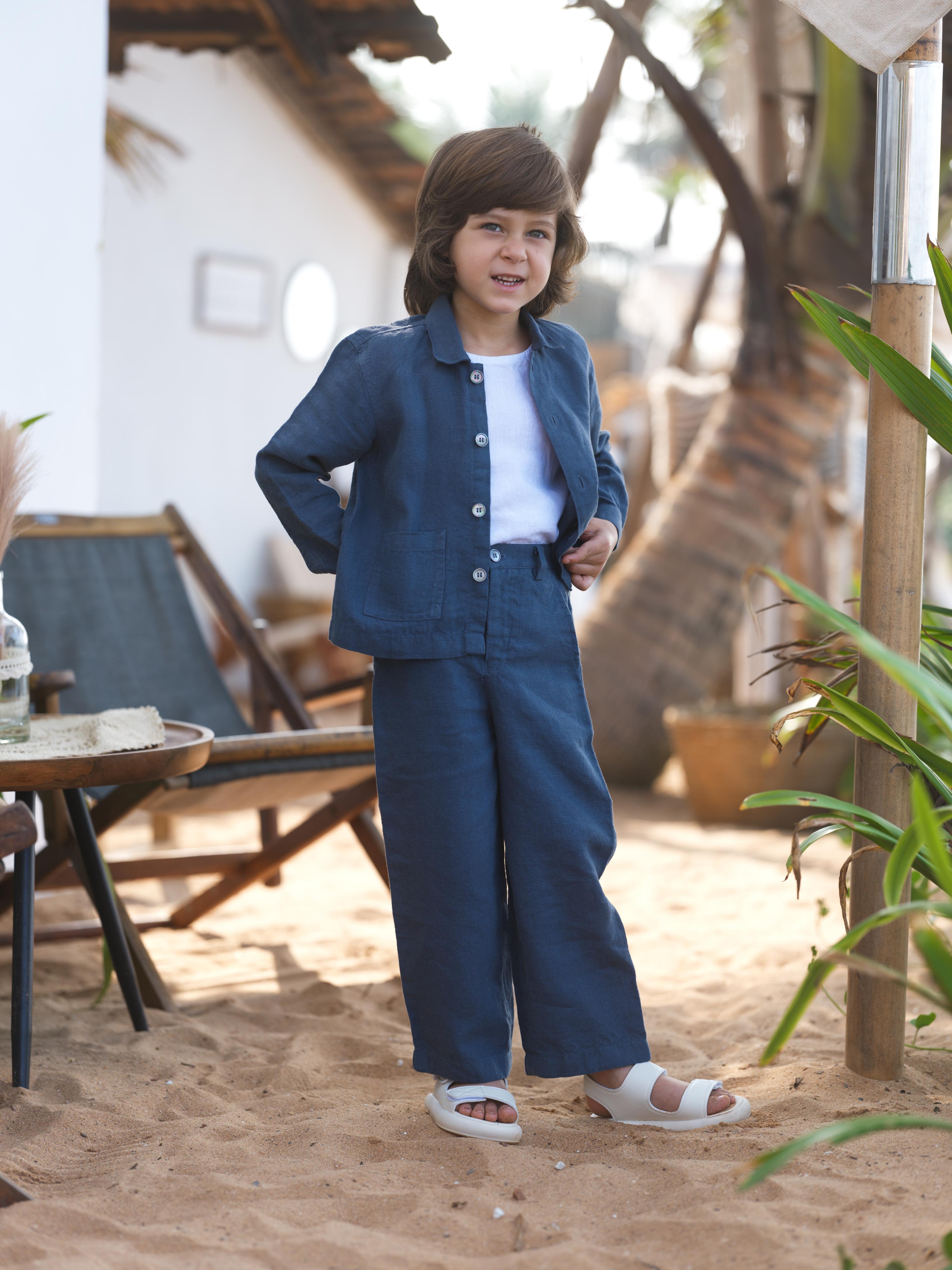 Boys Shacket Co-Ord Set Ash Blue