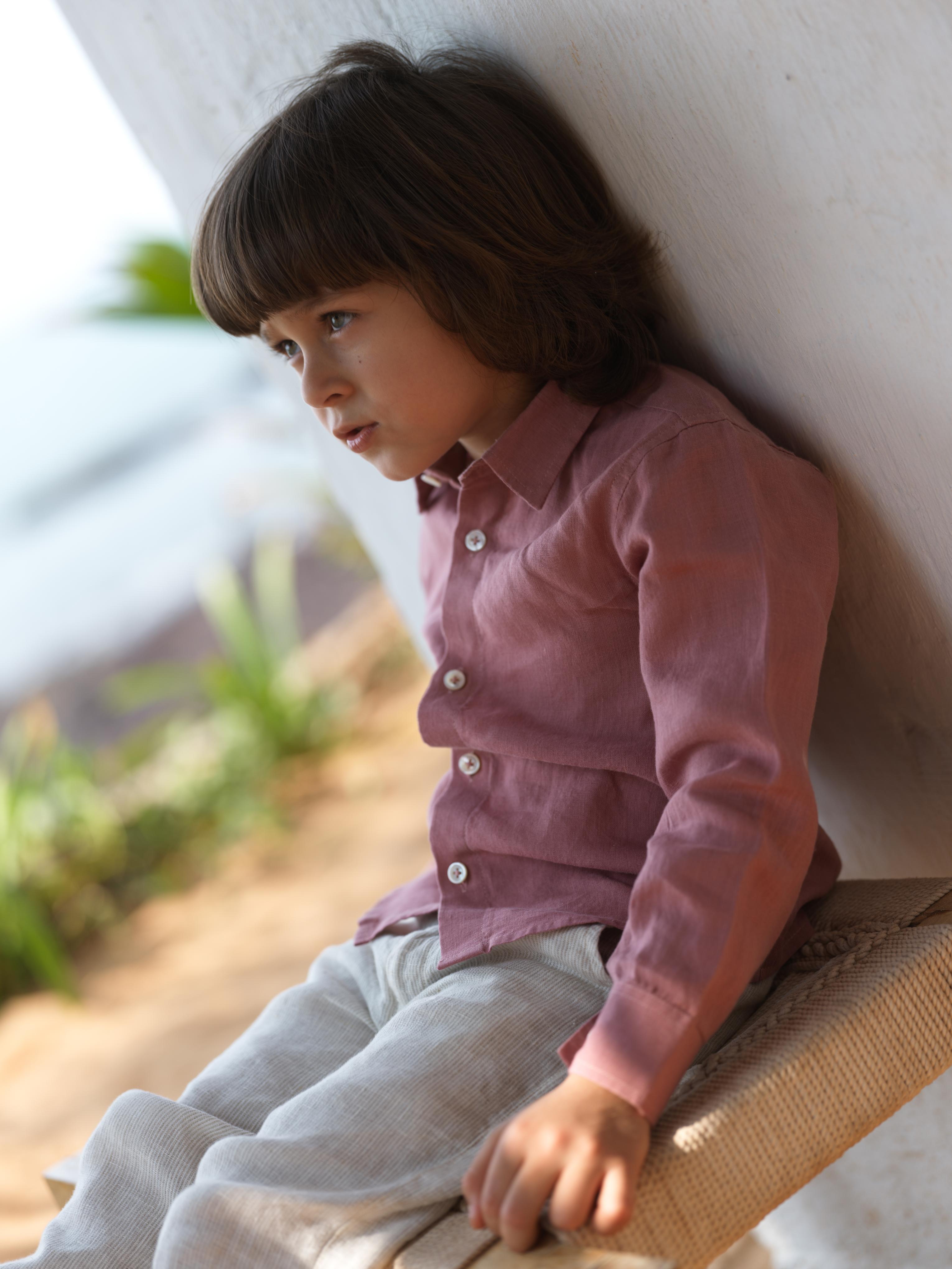 Boys Regular Collar Shirt Dusty Rose