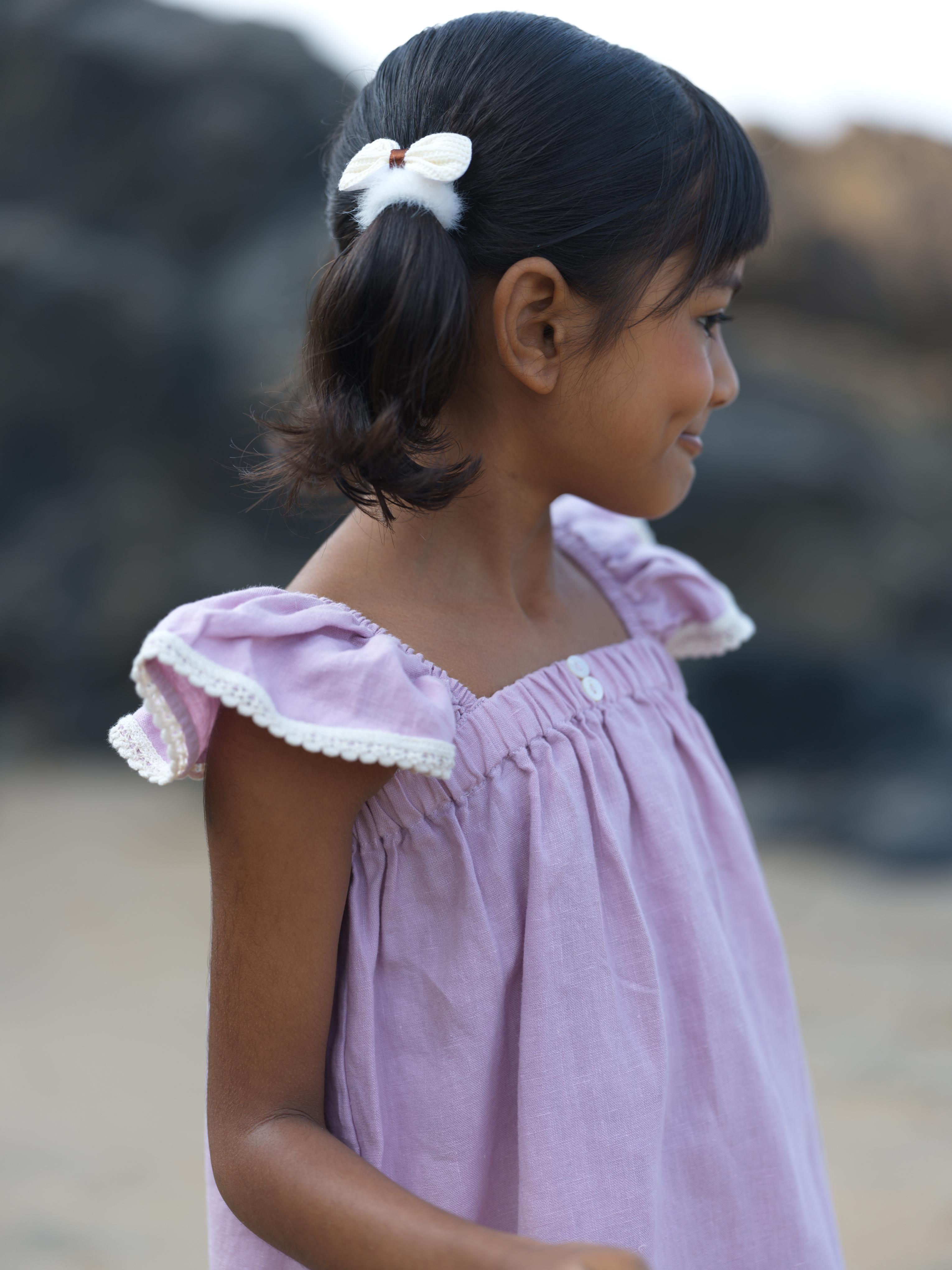 Girls Elasticated Flared Sleeve Dress Cameo Pink