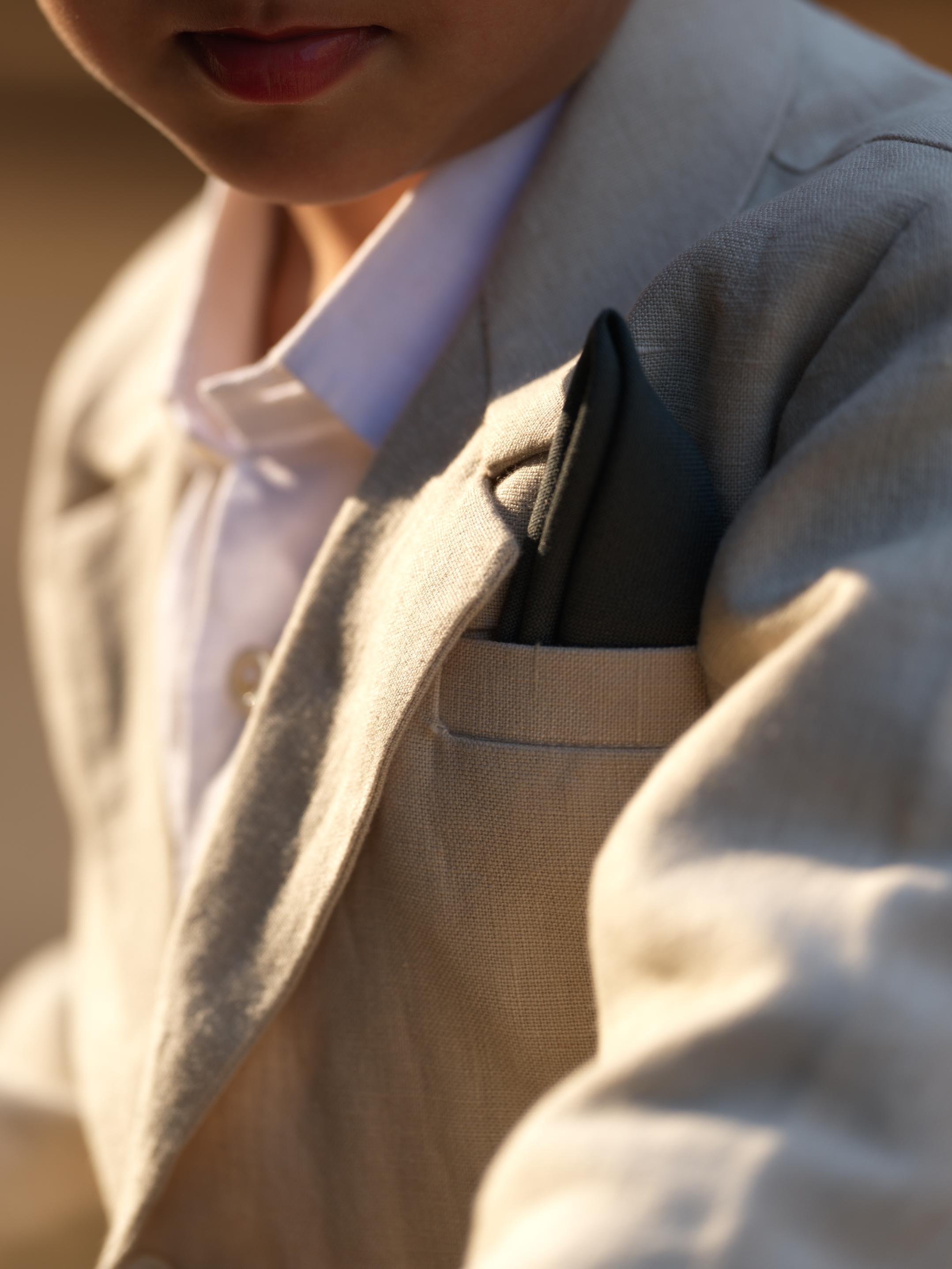 Boys 3-piece Blazer Set Oatmeal