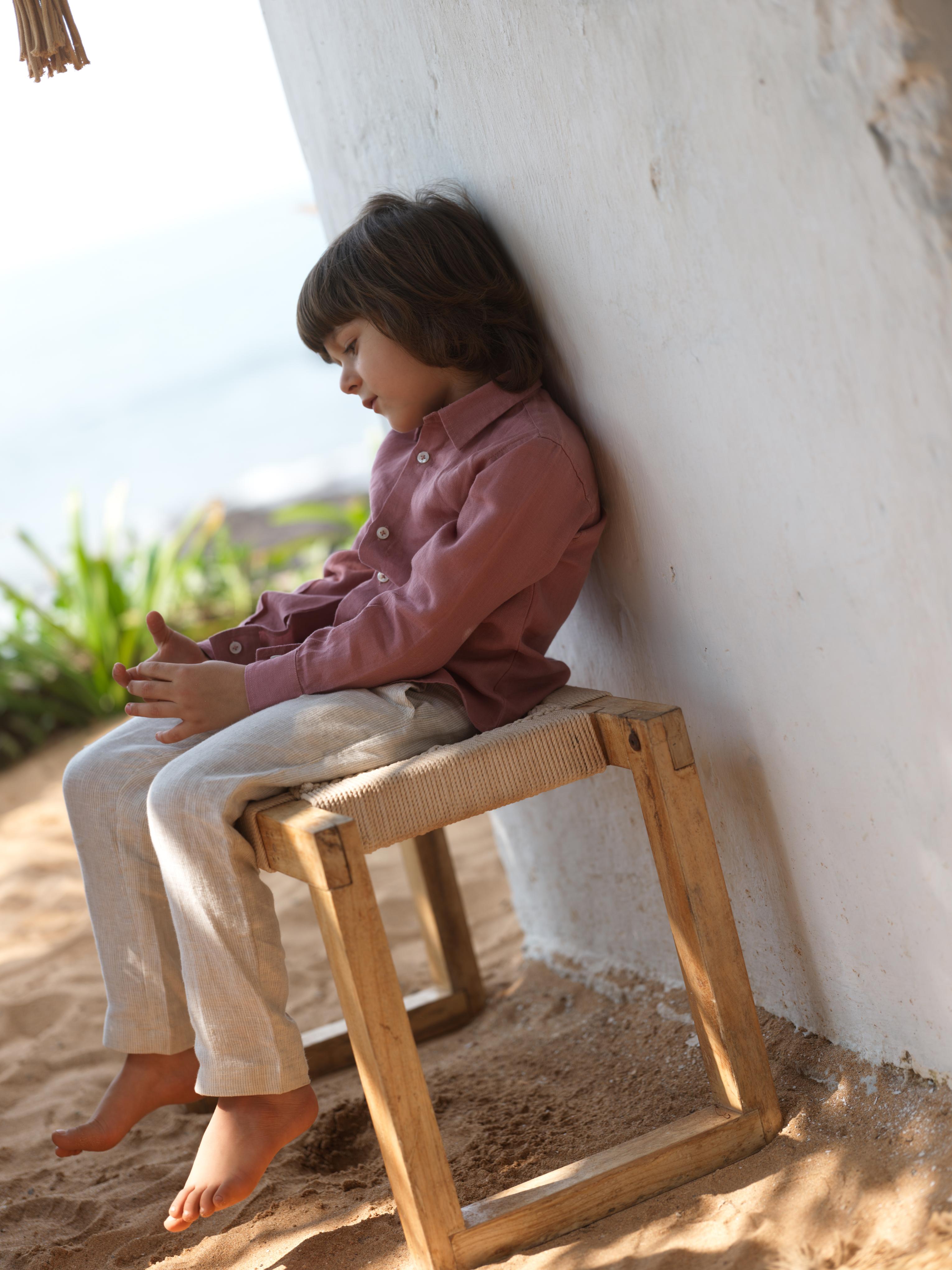 Boys Regular Collar Shirt Dusty Rose