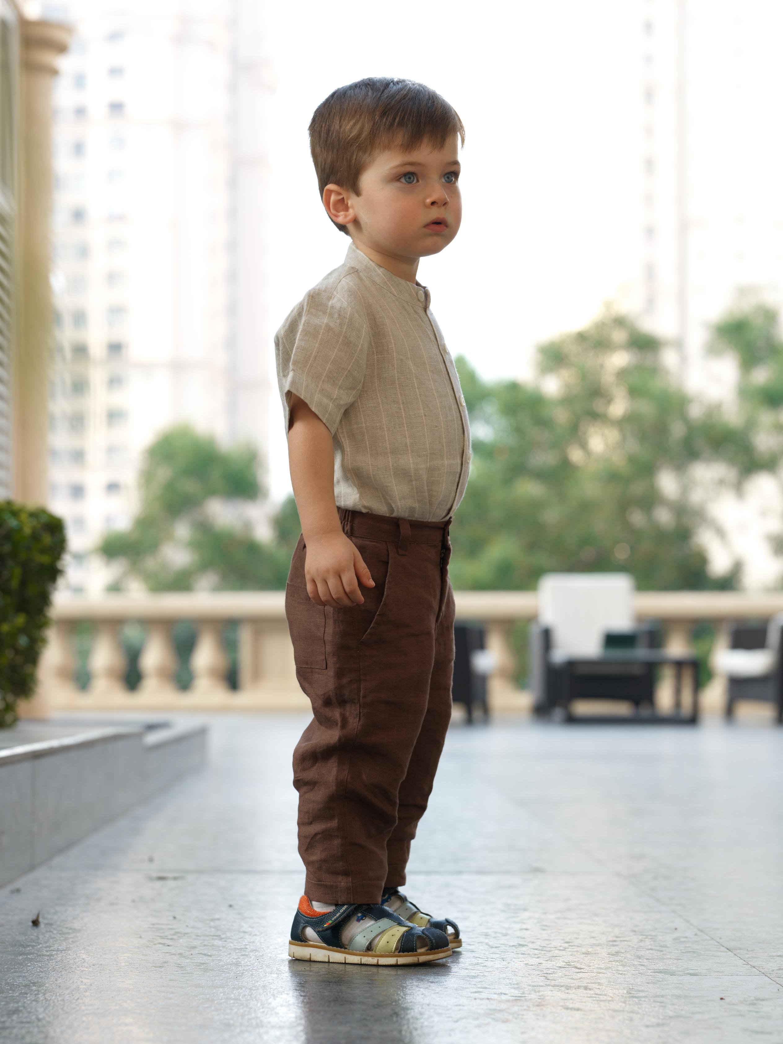 Boys Mandarin Collar Shirt Cloud Grey