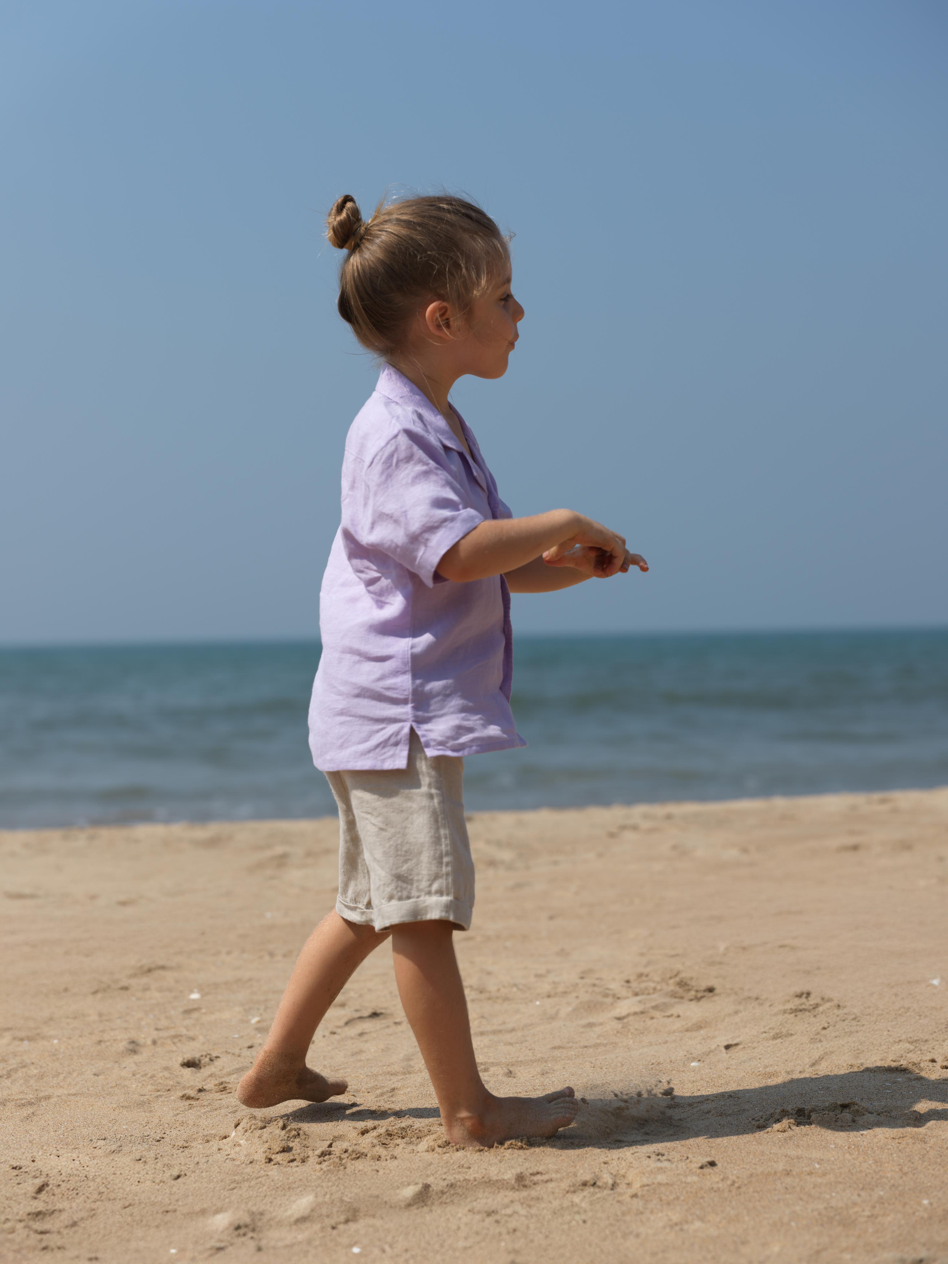 Boys Cuban Collar Shirt Pastel Lilac