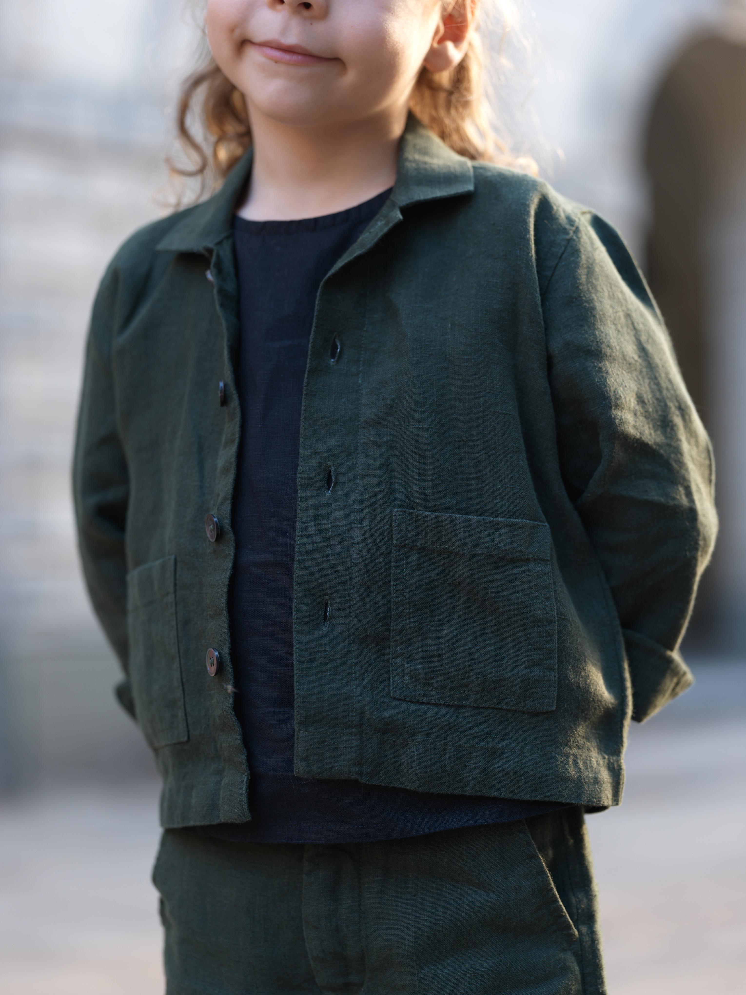 Boys Shacket Co-Ord Set Crocodile Green