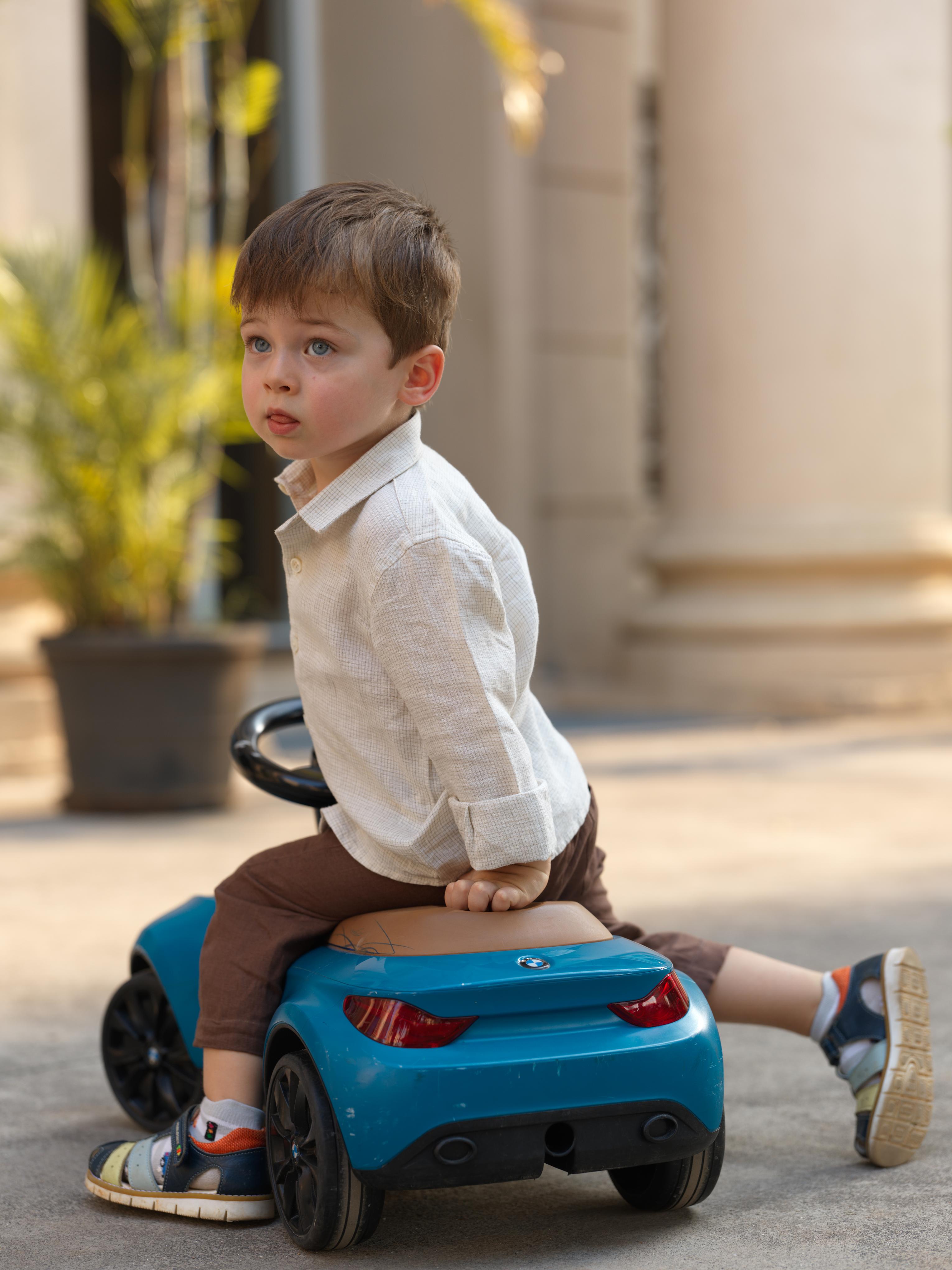 Boys Regular Collar Shirt Ivory Check