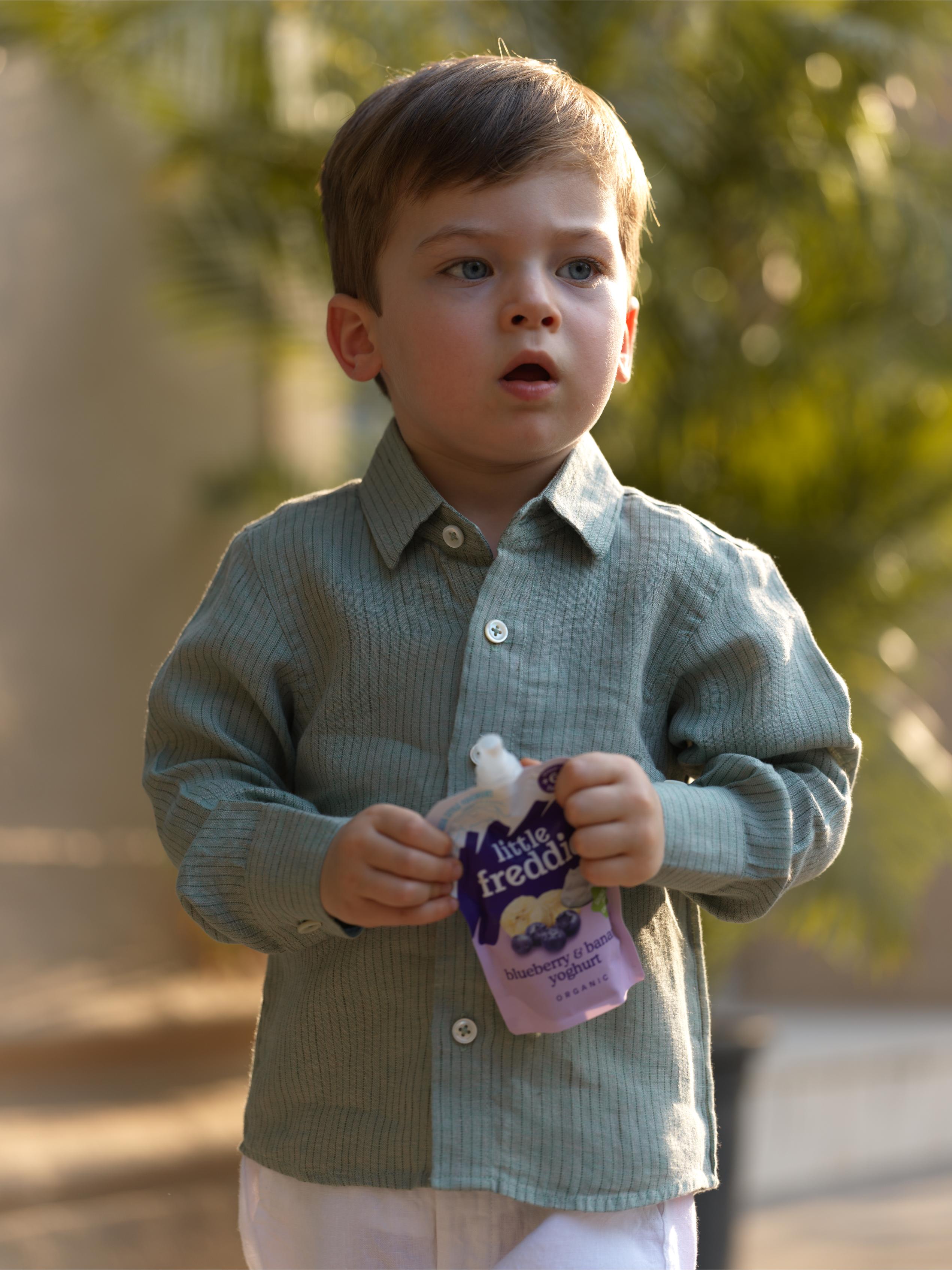 Boys Regular Collar Shirt Sage Hairline