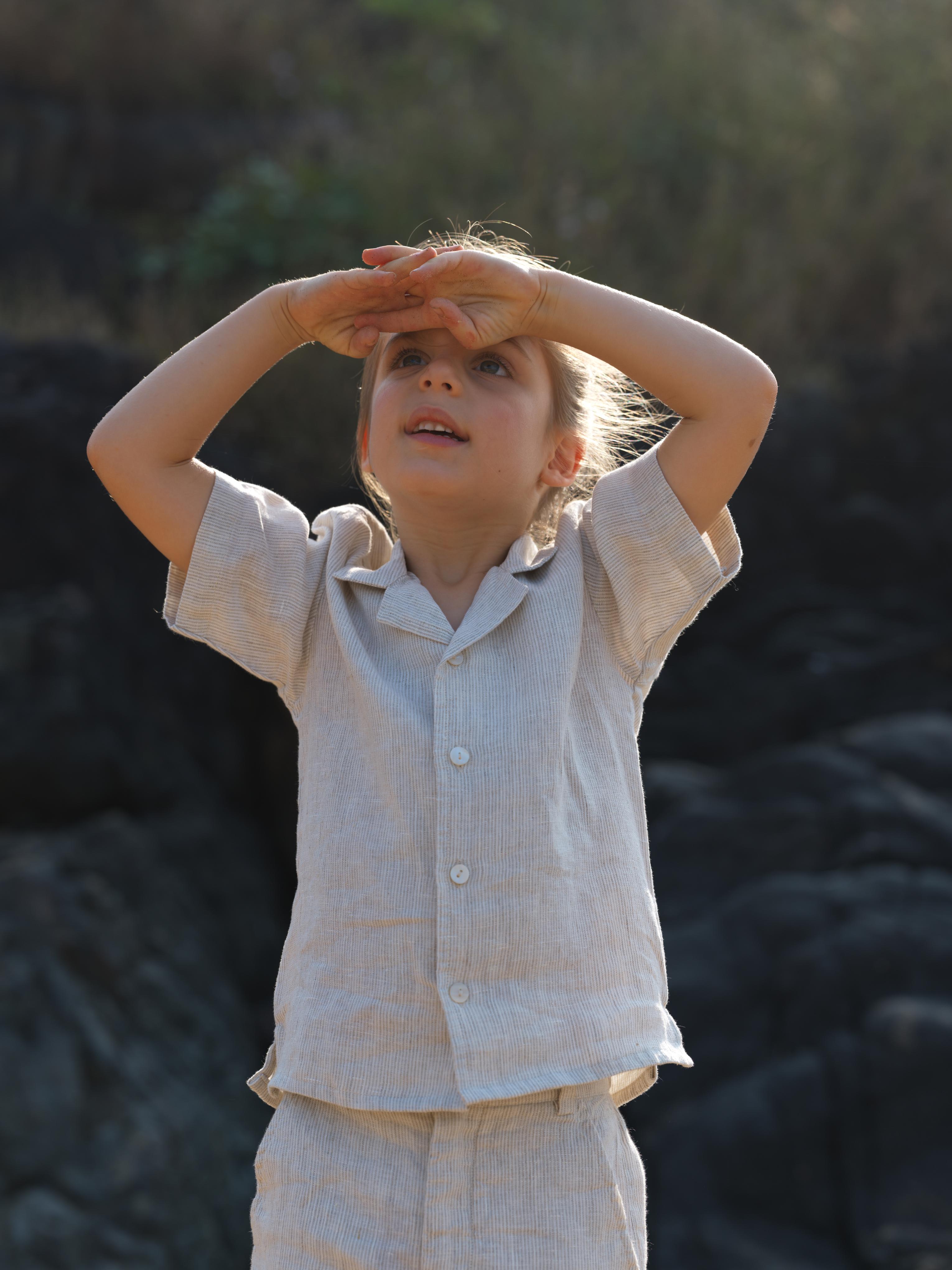 Boys Cuban Collar Shirt Co-Ord Fade Fine