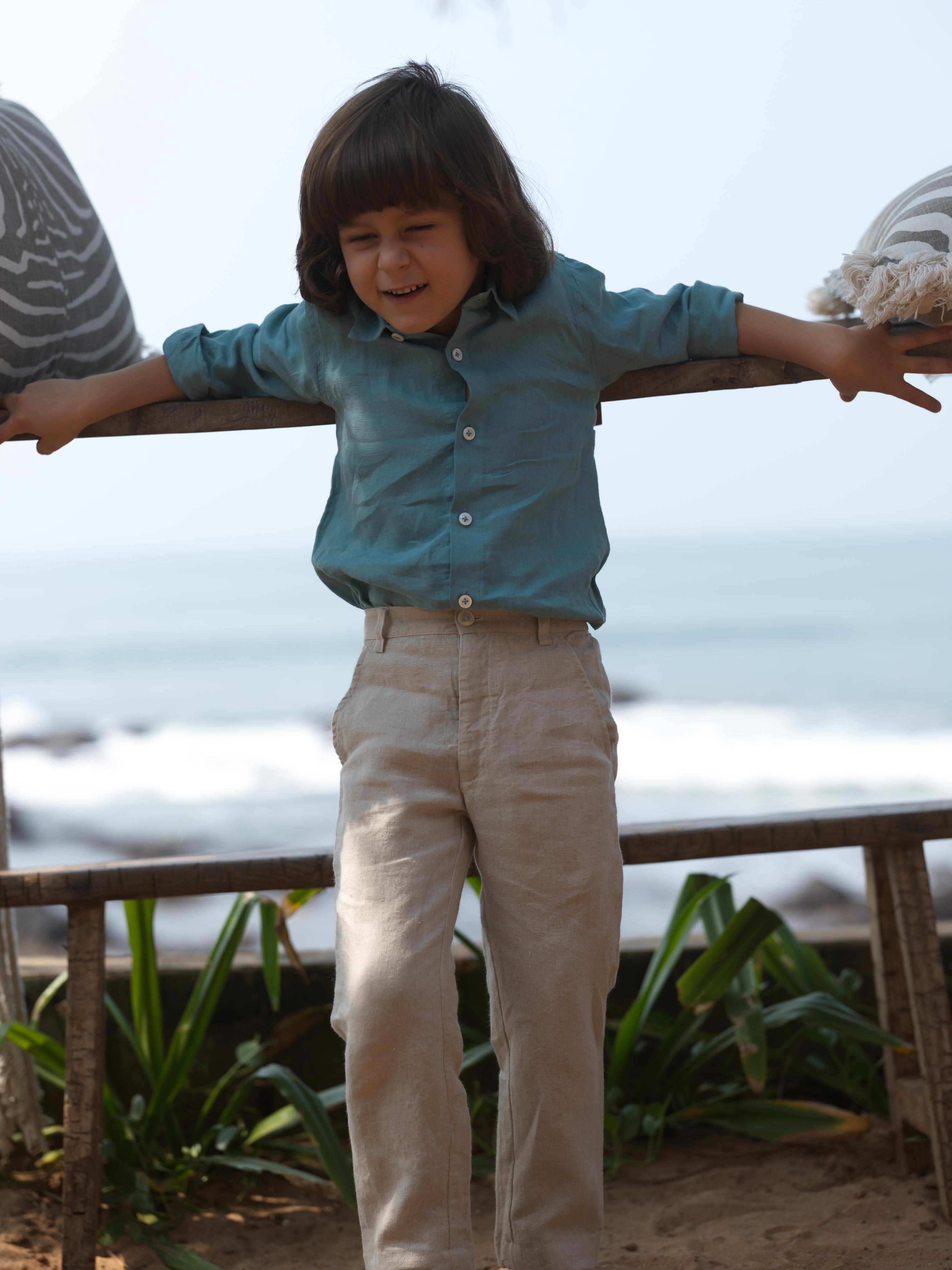 Boys Regular Collar Shirt Turquoise