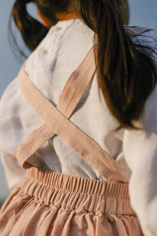 Suspender Skirt With Shirt Set - Chi Linen