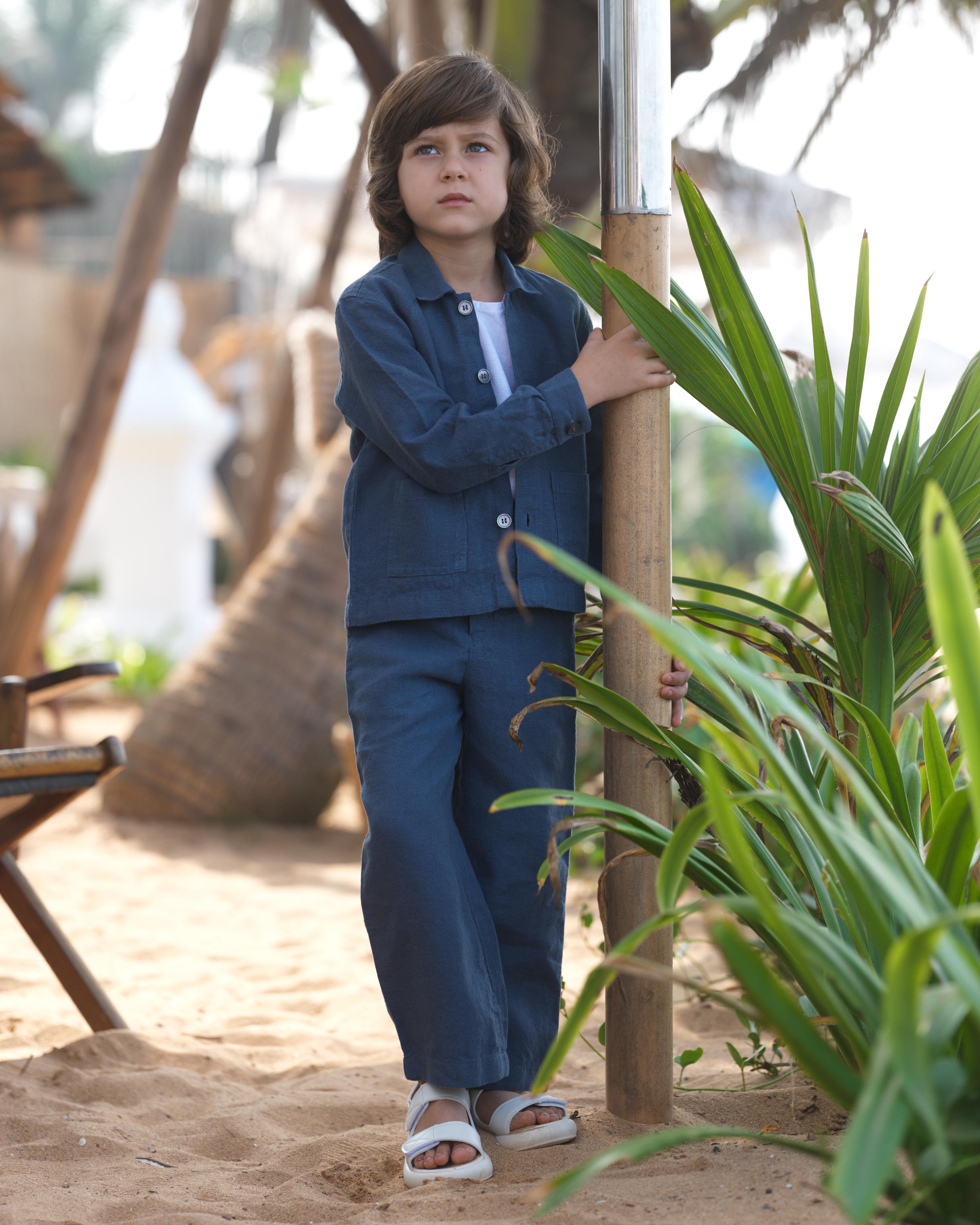 Boys Shacket Co-Ord Set Ash Blue