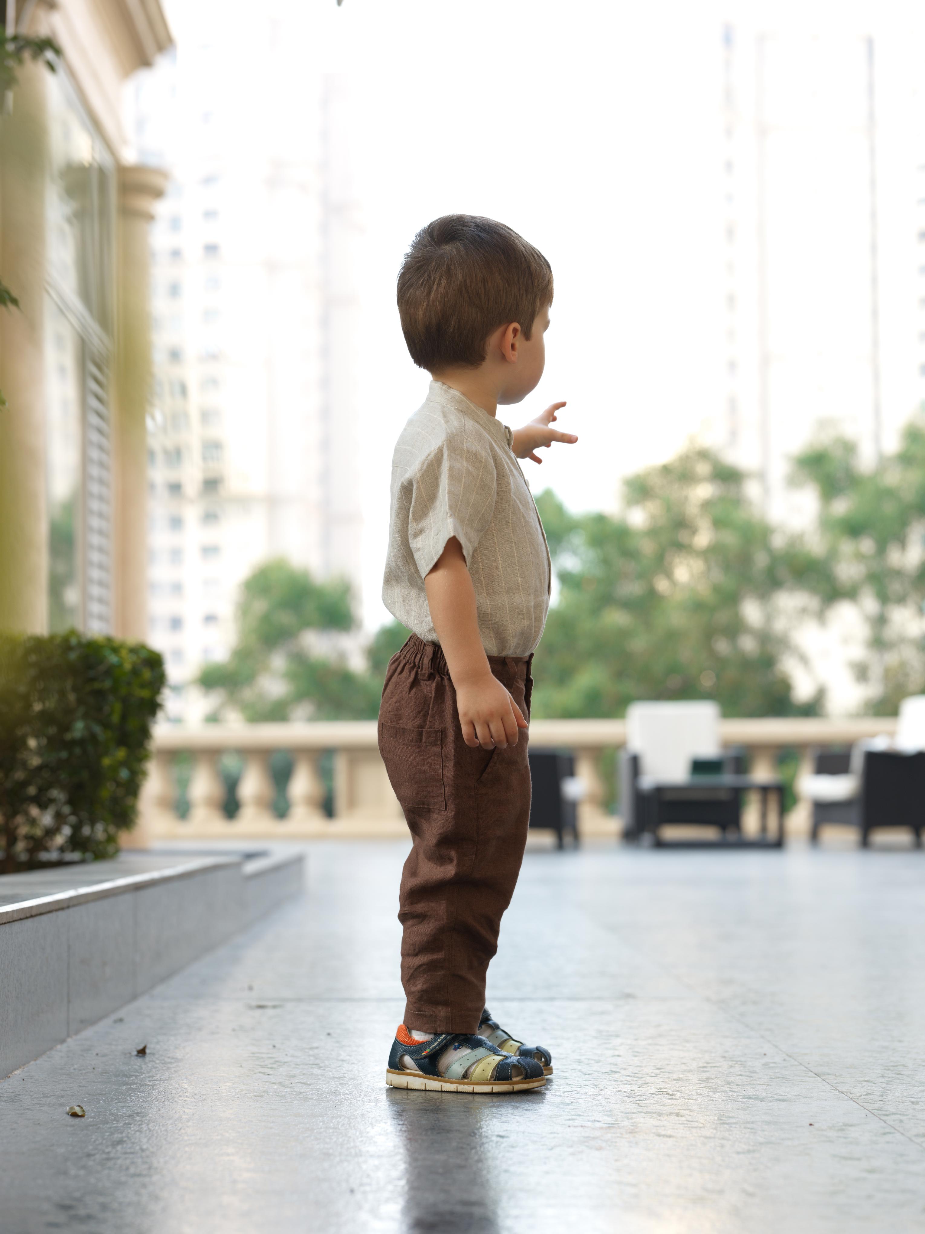 Boys Mandarin Collar Shirt Cloud Grey