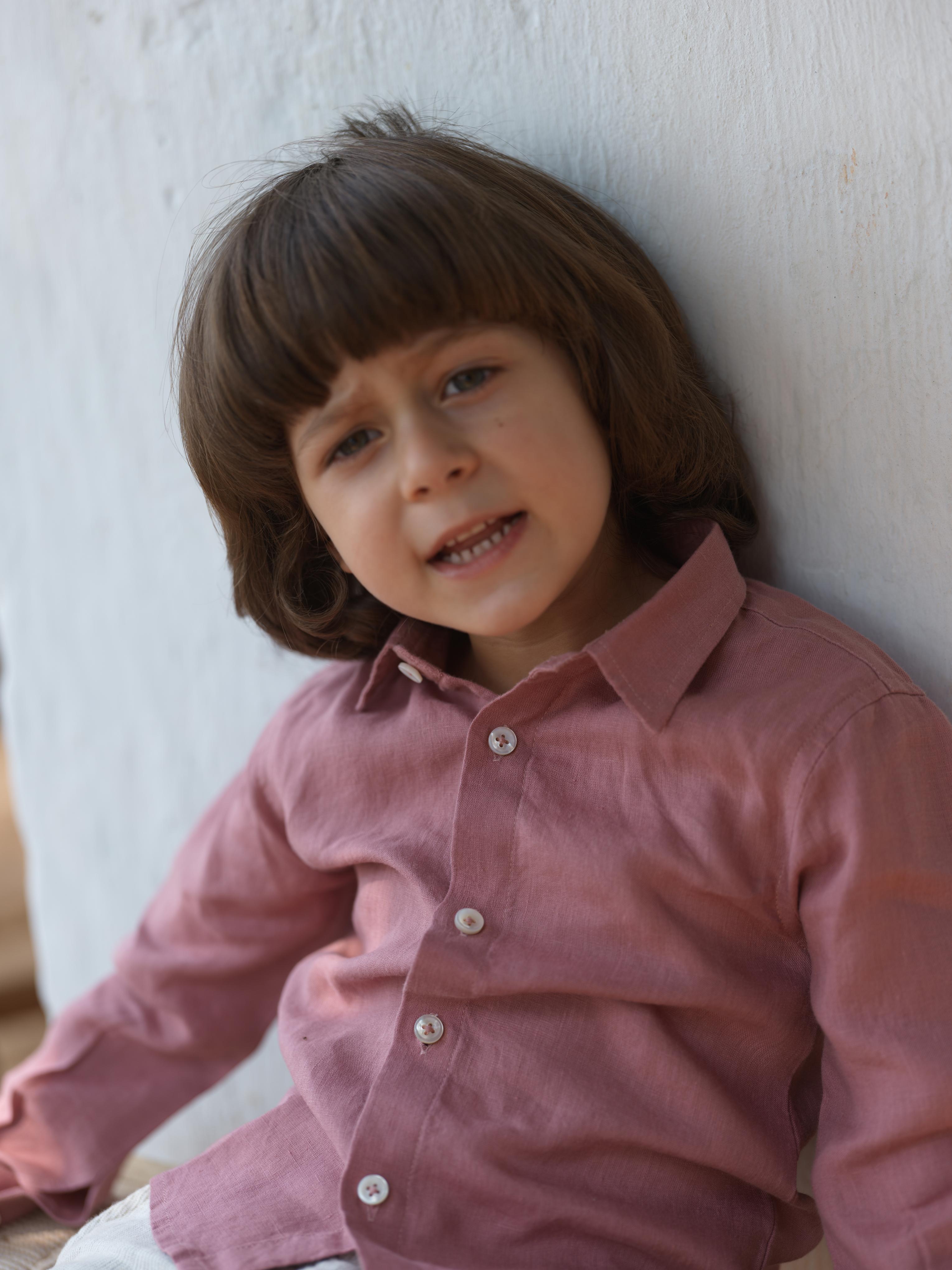 Boys Regular Collar Shirt Dusty Rose