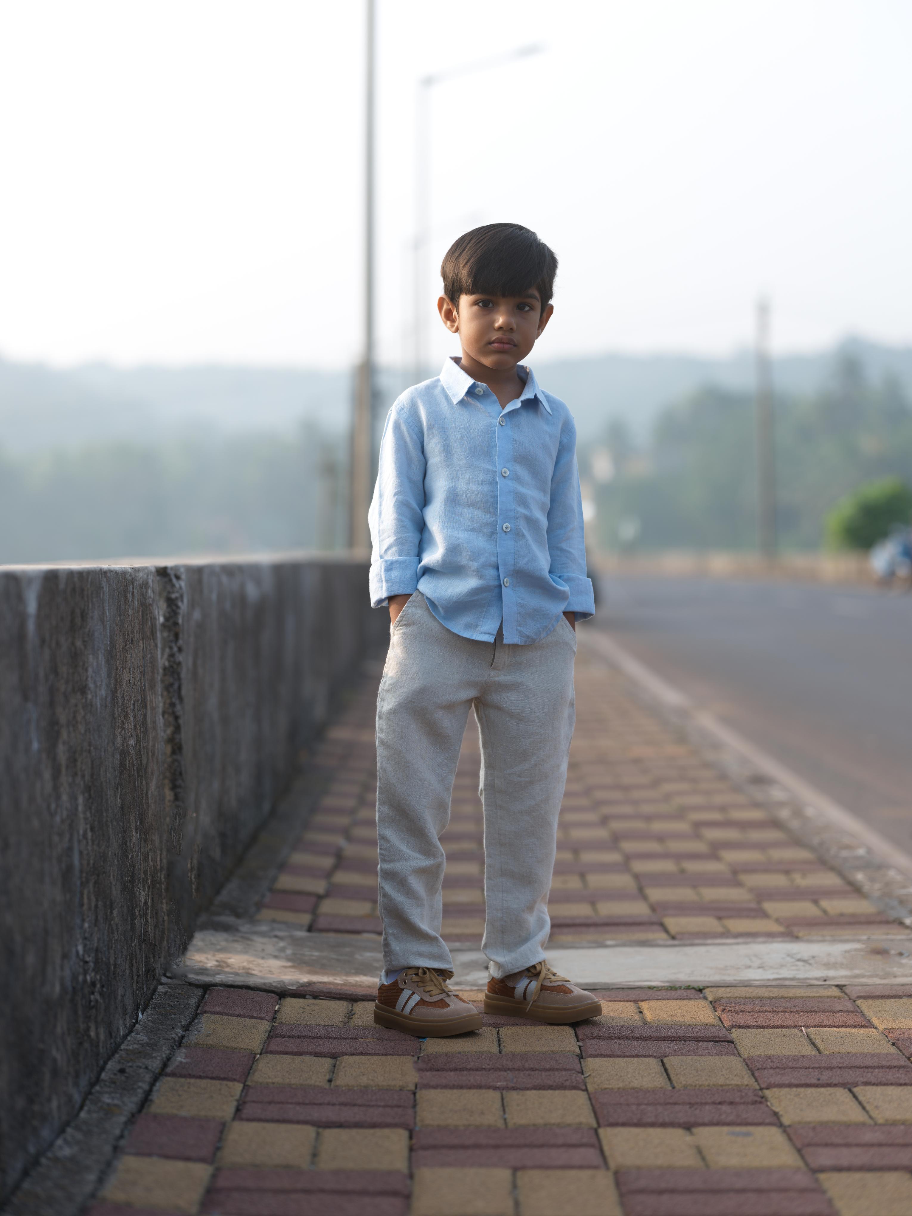 Boys Regular Collar Shirt Sky Blue