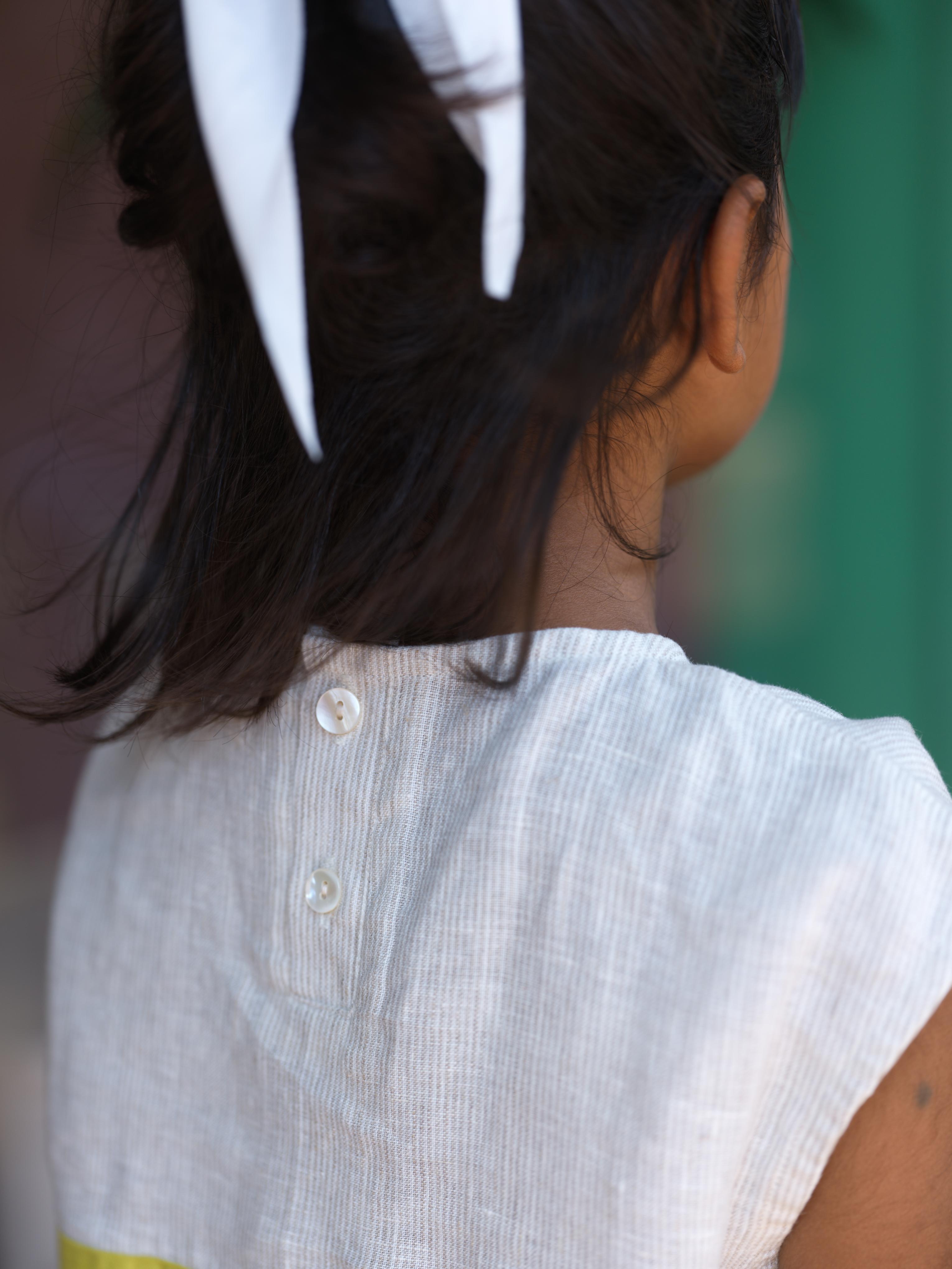 Girls Round Shoulder Co-Ord Set Lime / Fade Fine Stripe