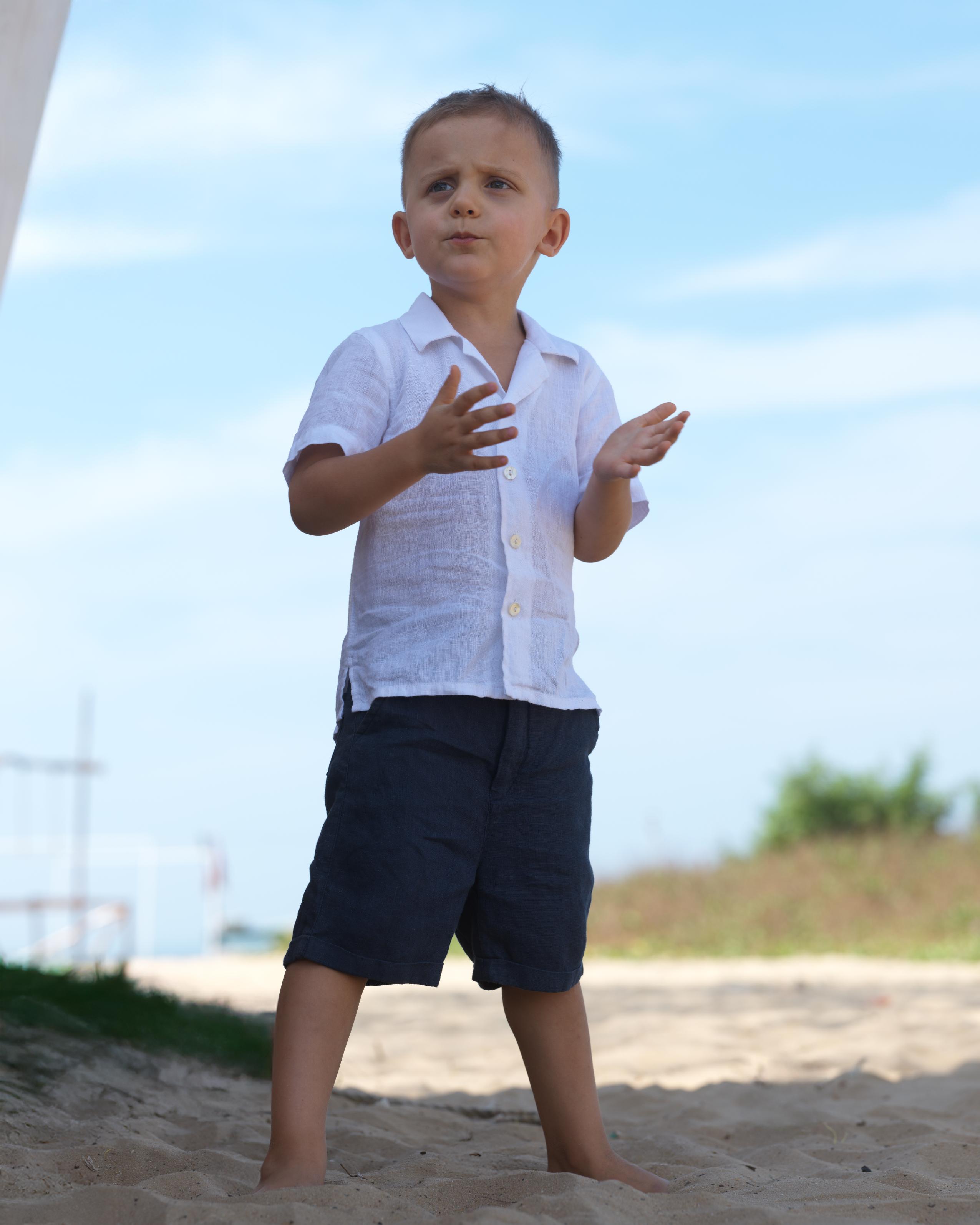 Boys Cuban Collar Shirt White