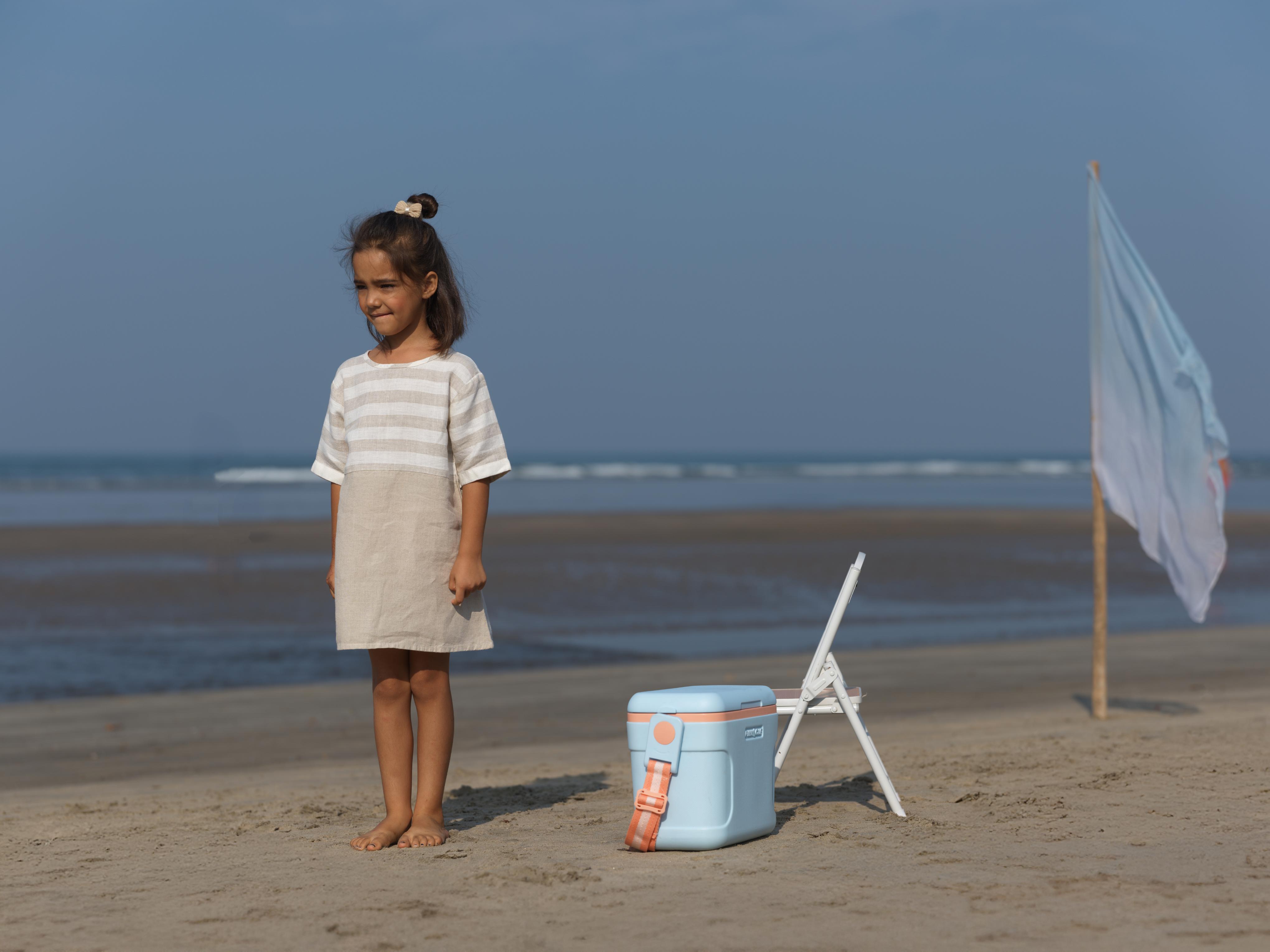 Girls Two Colour Casual Dress Beige Cabana Stripe / Natural