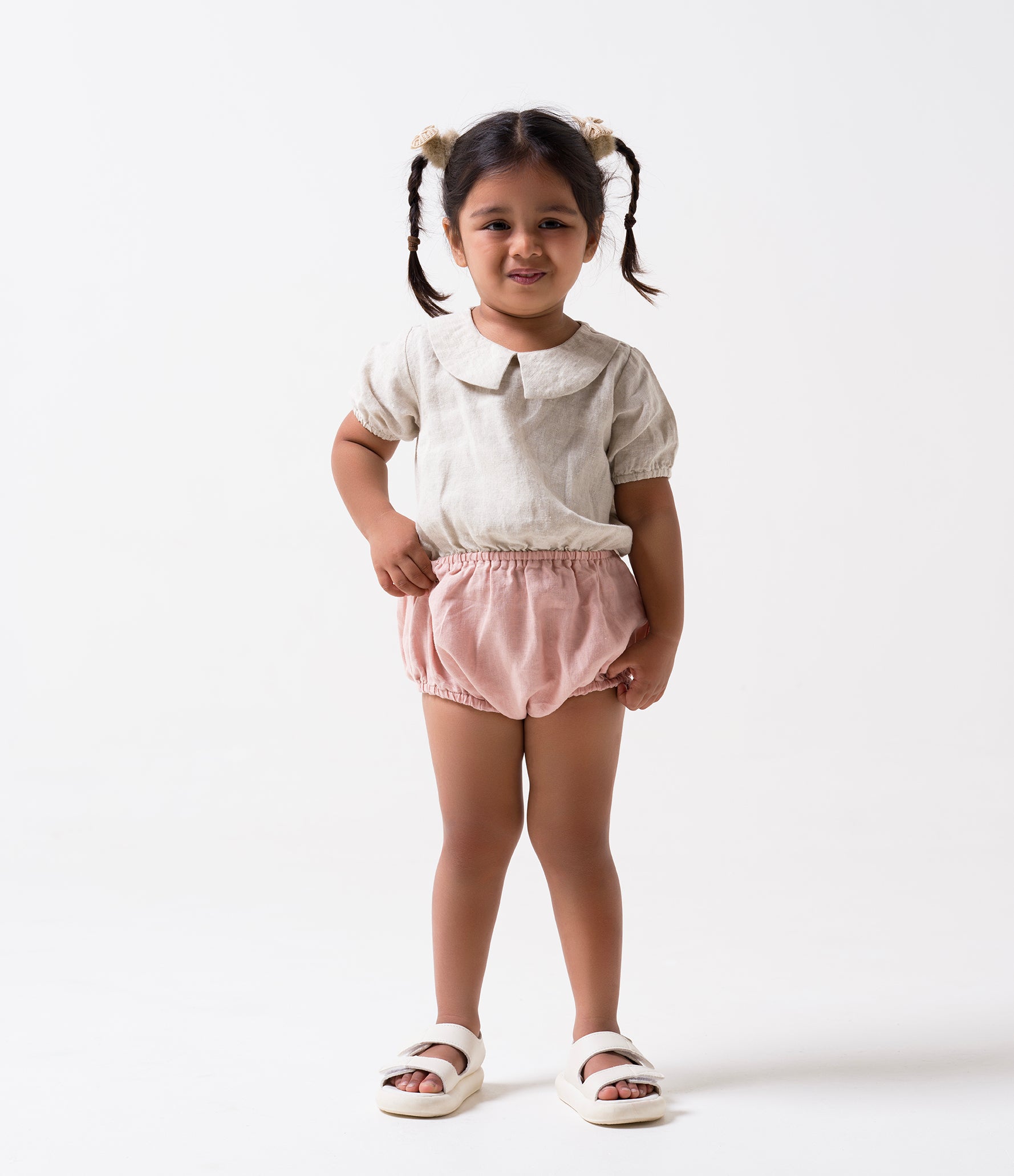 Bloom romper for girl T- Cookie & Cream  B - Flamingo