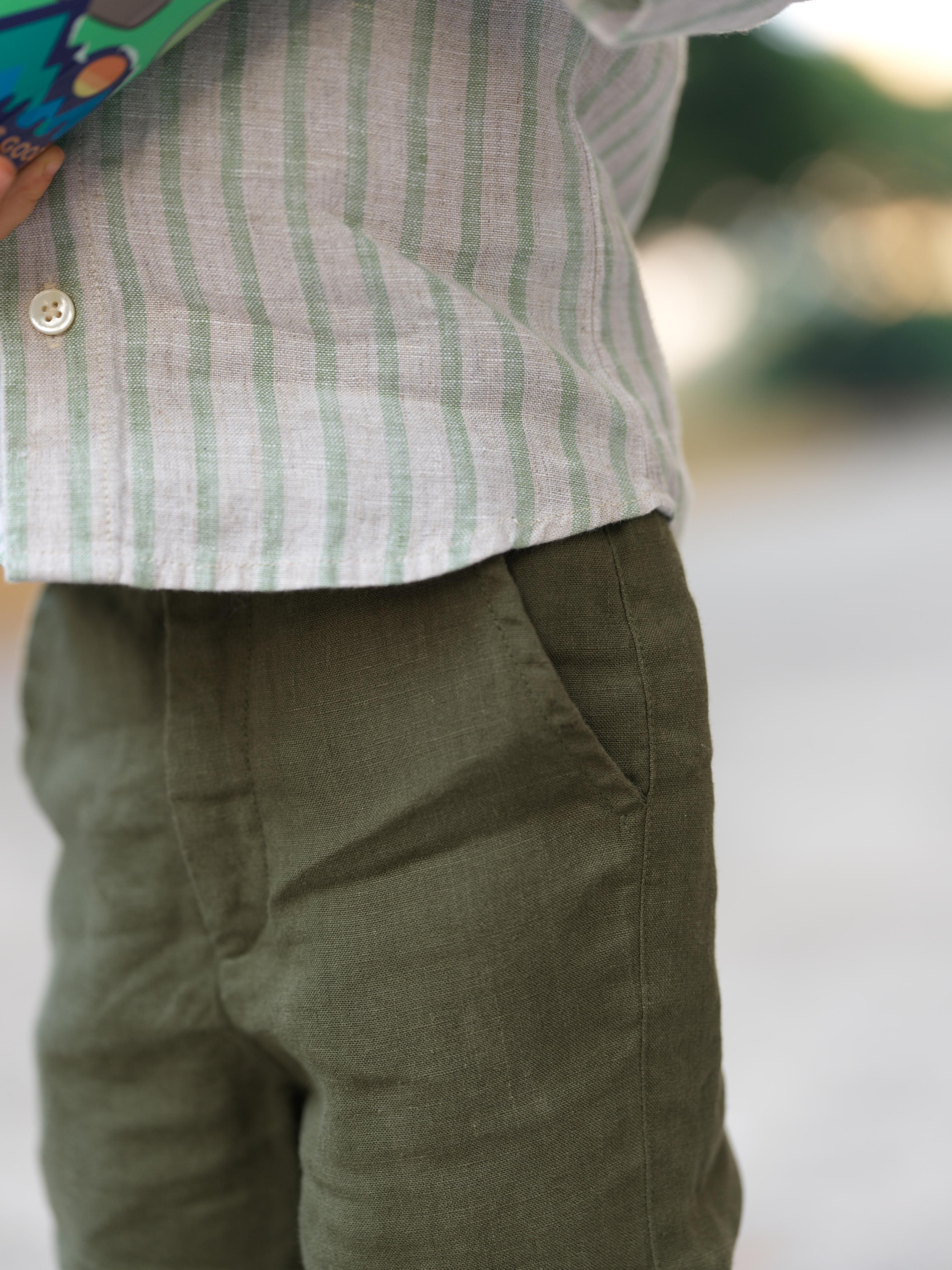 Boys Regular Collar Shirt Sage Pencil