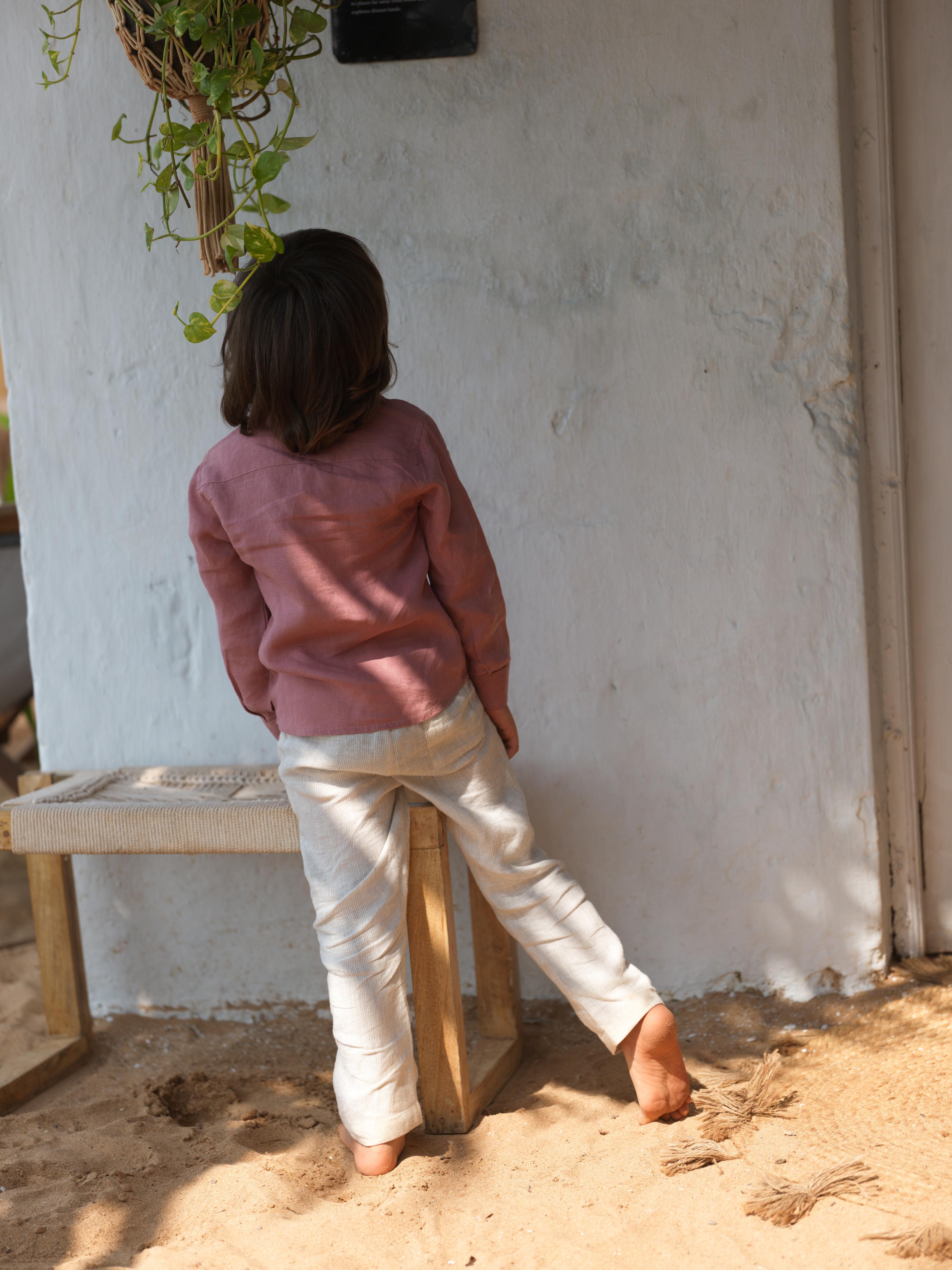 Boys Regular Collar Shirt Dusty Rose