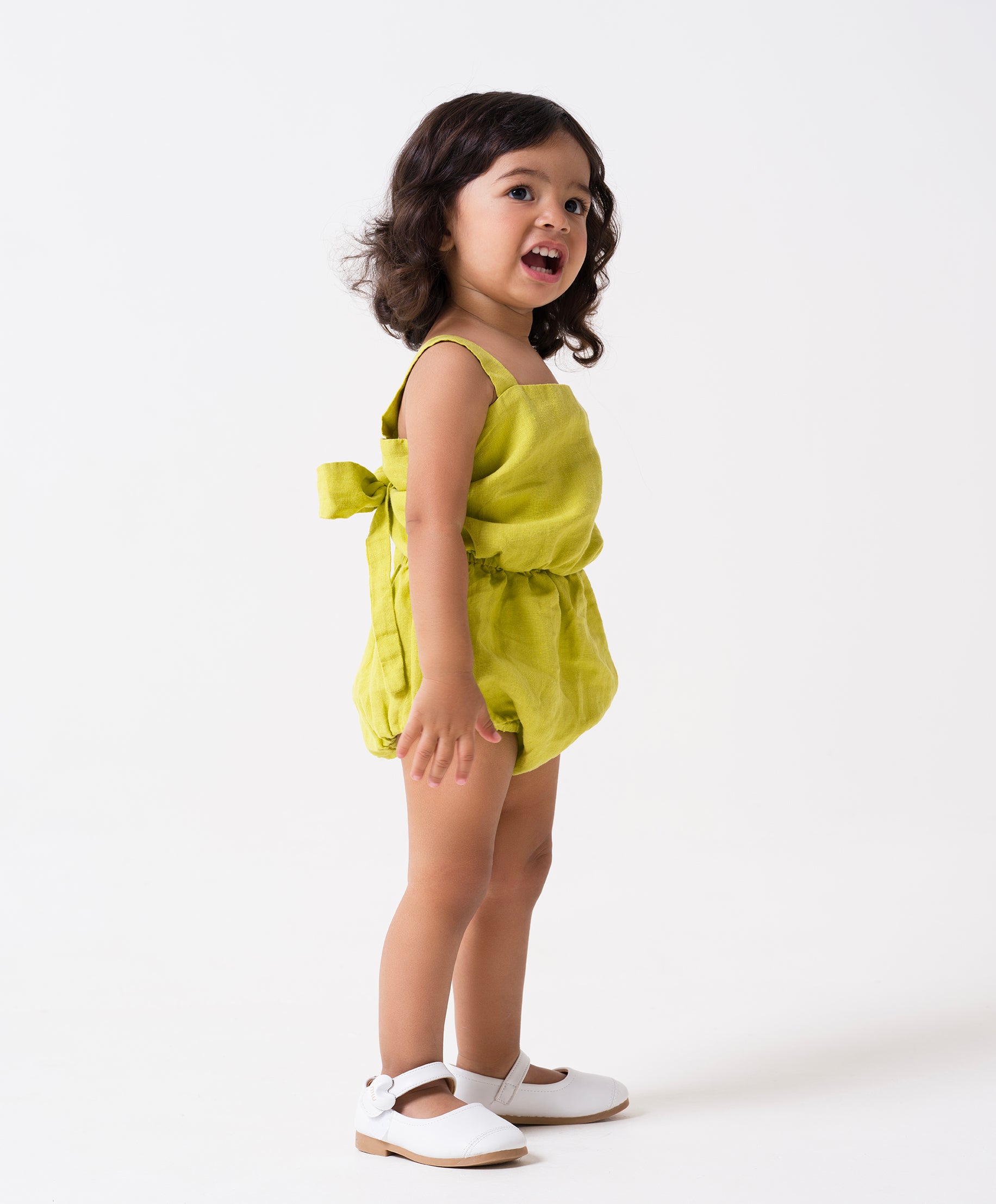 Tie Back Romper Lime