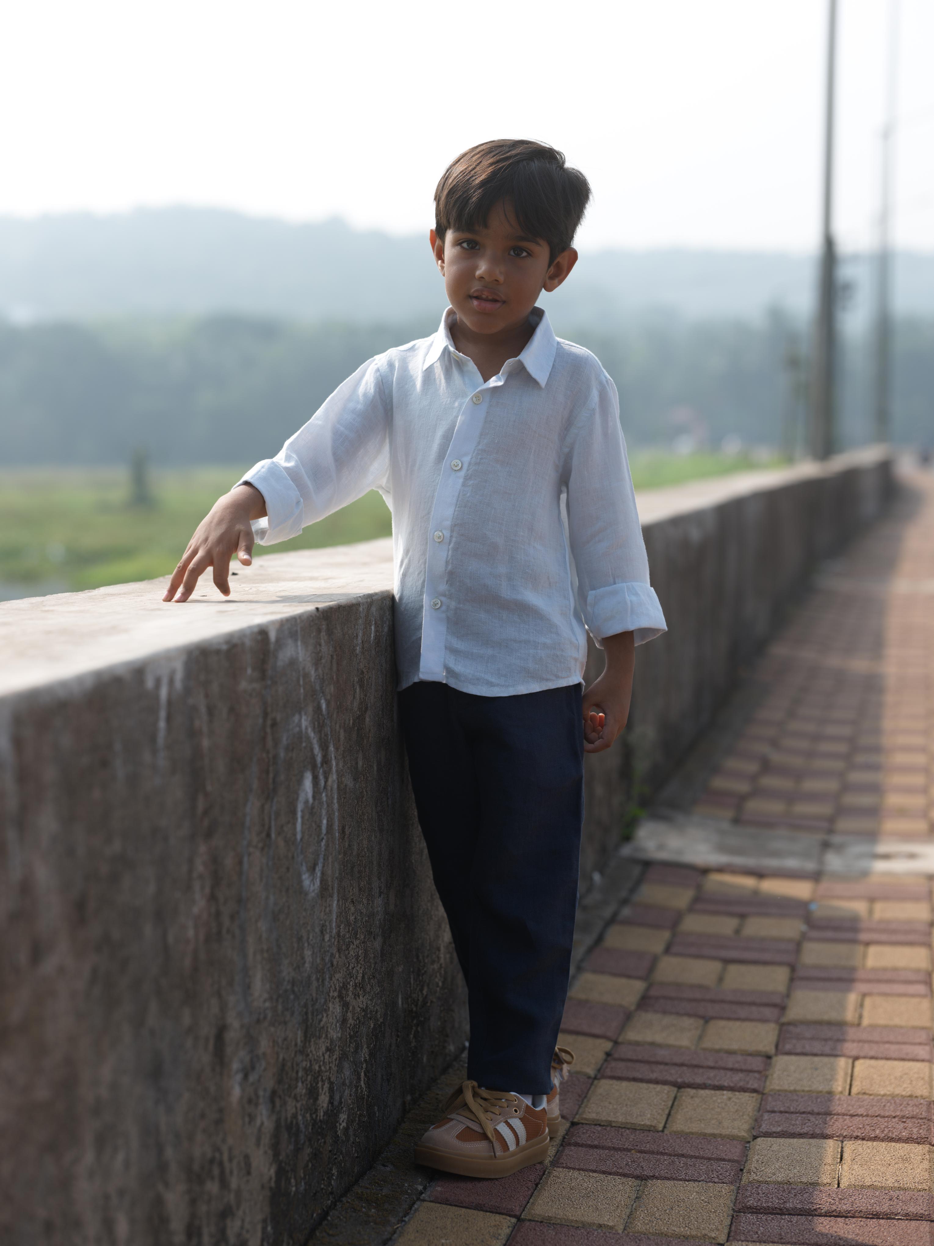 Boys Regular Collar Shirt Ice Blue