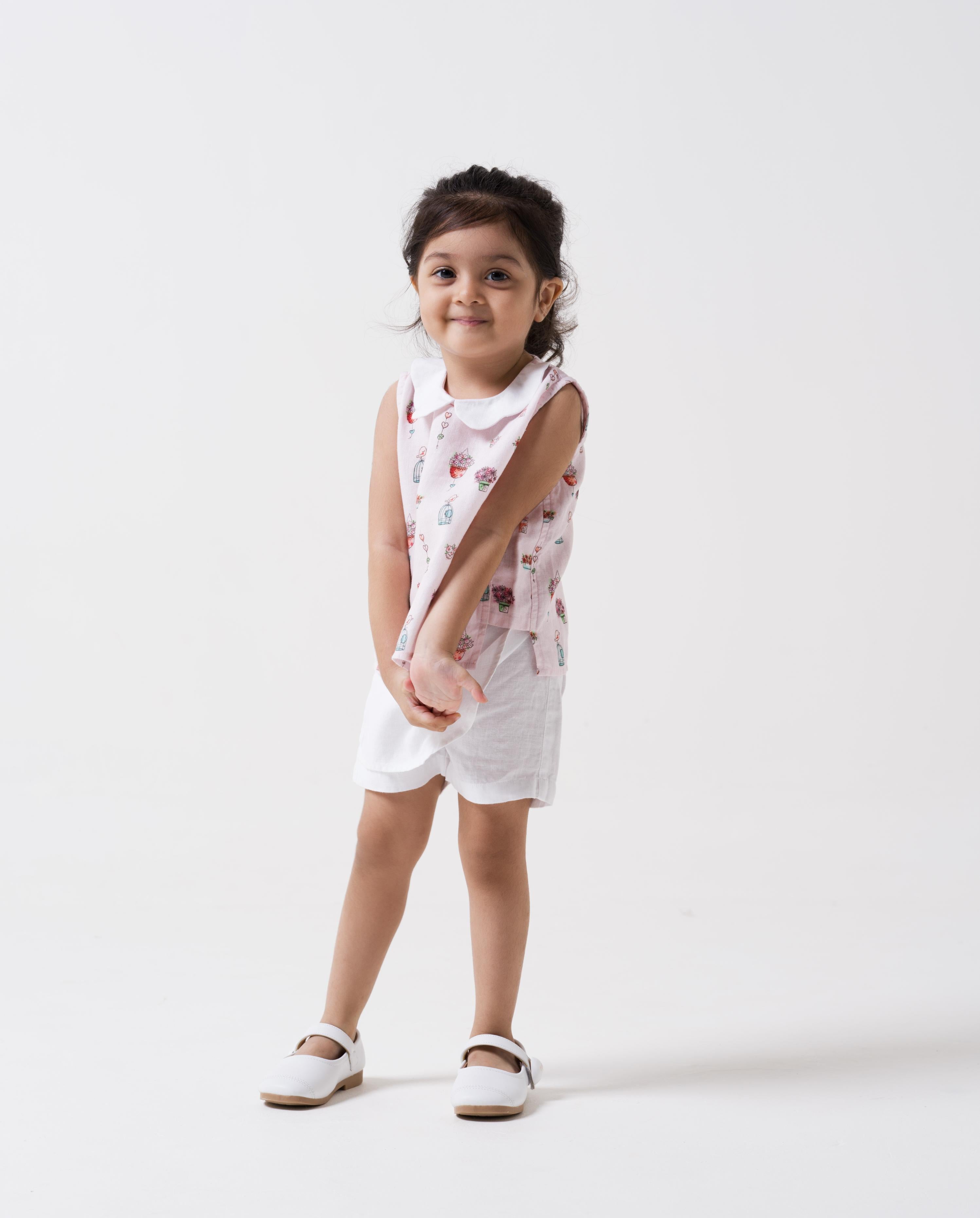 Printed Peter Pan Collar Top & Skort Set