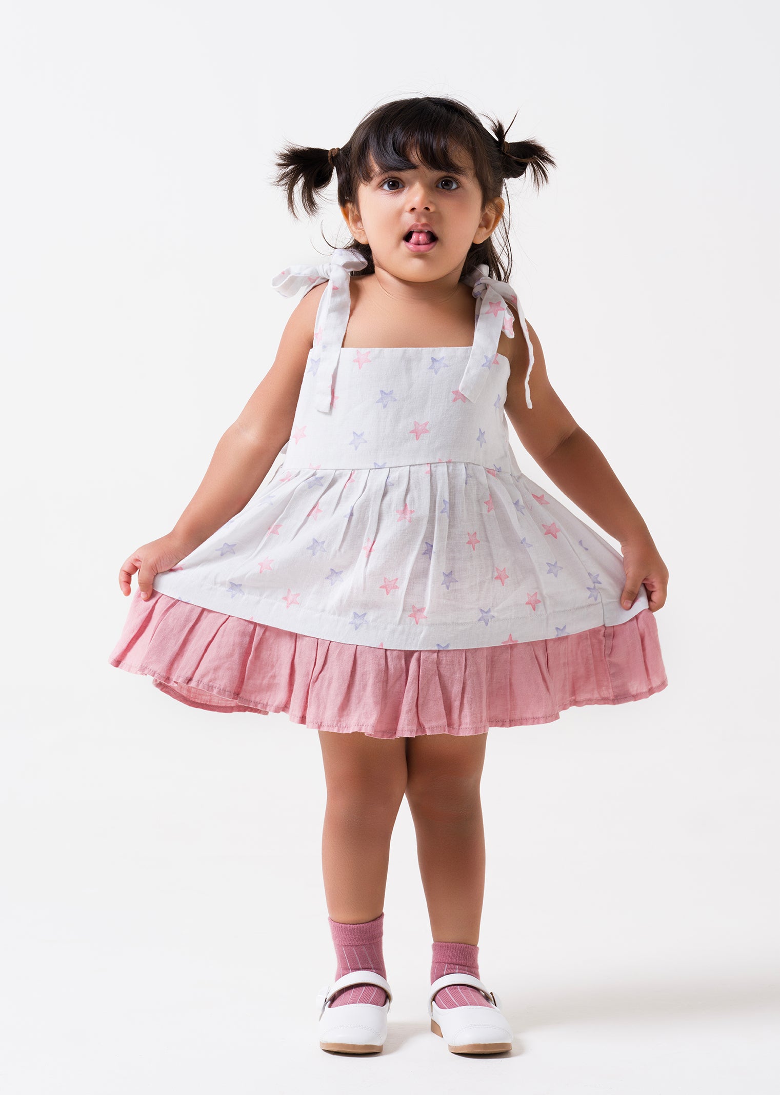 Printed Tie-Up Ribbon Dress