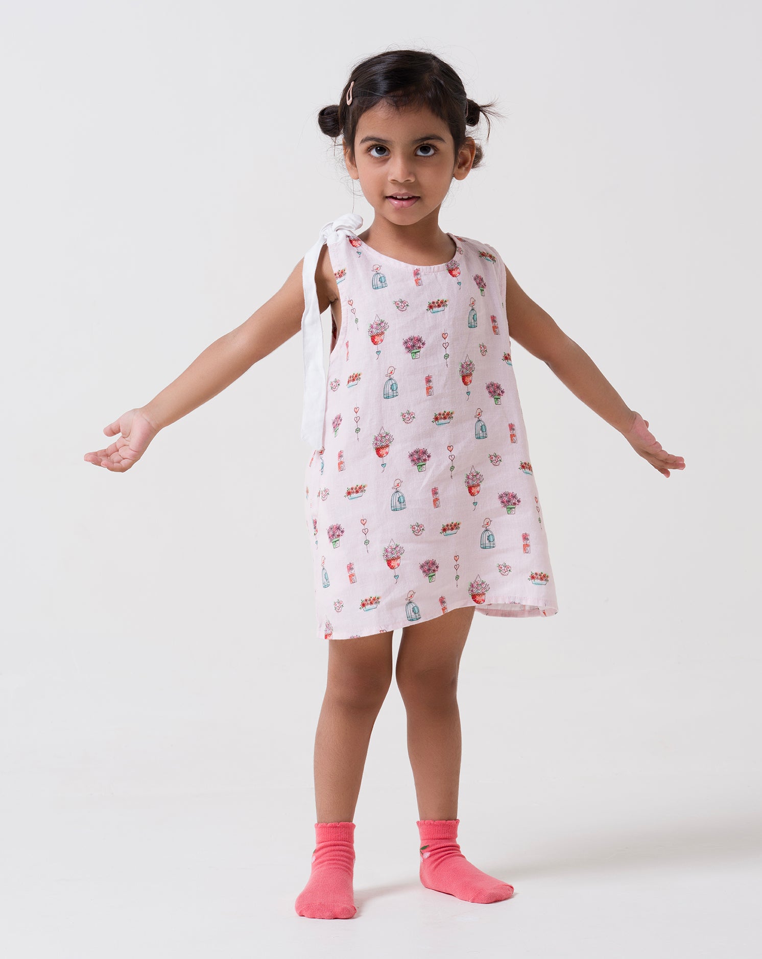 Printed One-Shoulder Tie-Up Dress