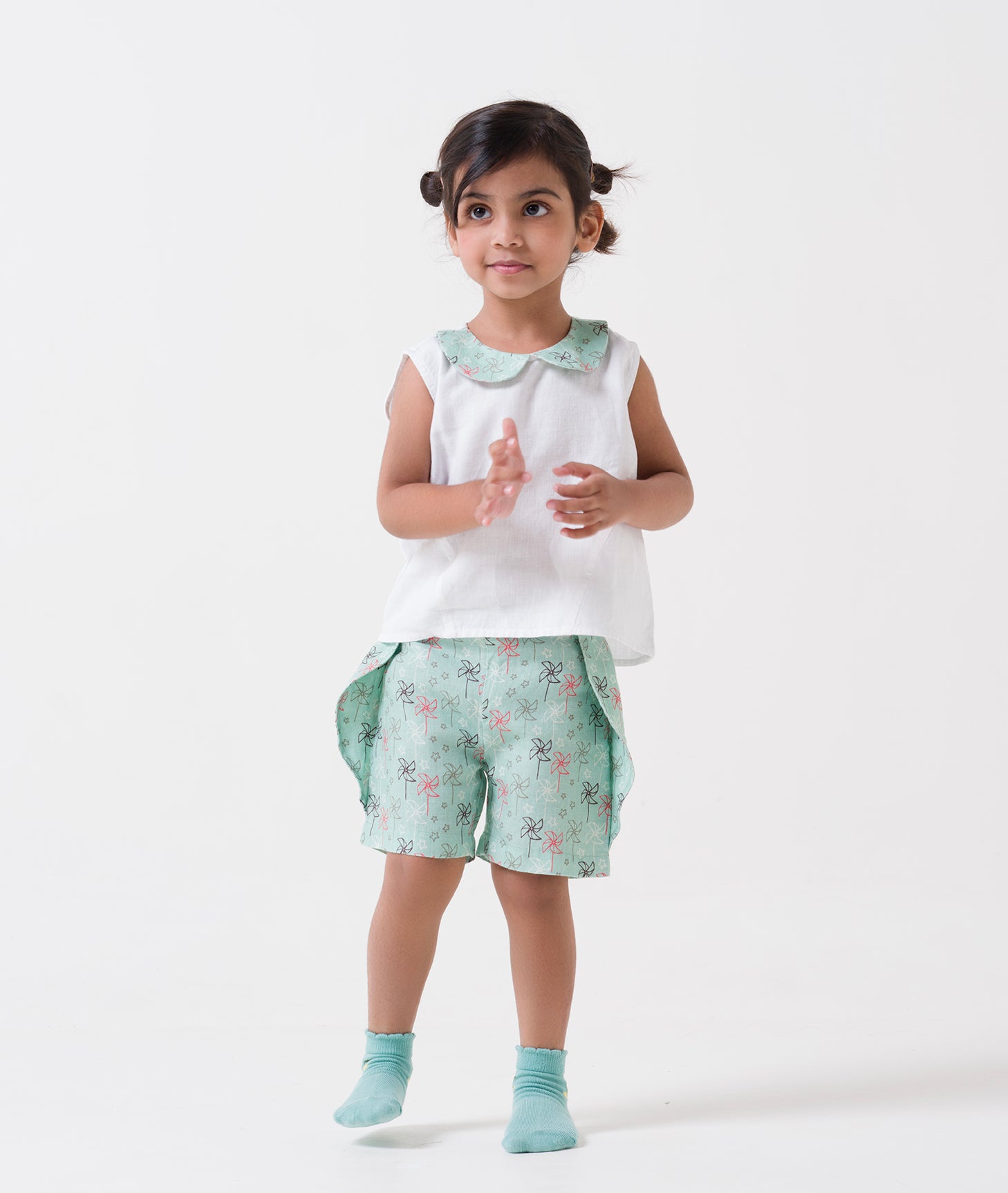 Printed Princess-Line Co-Ord Set - White