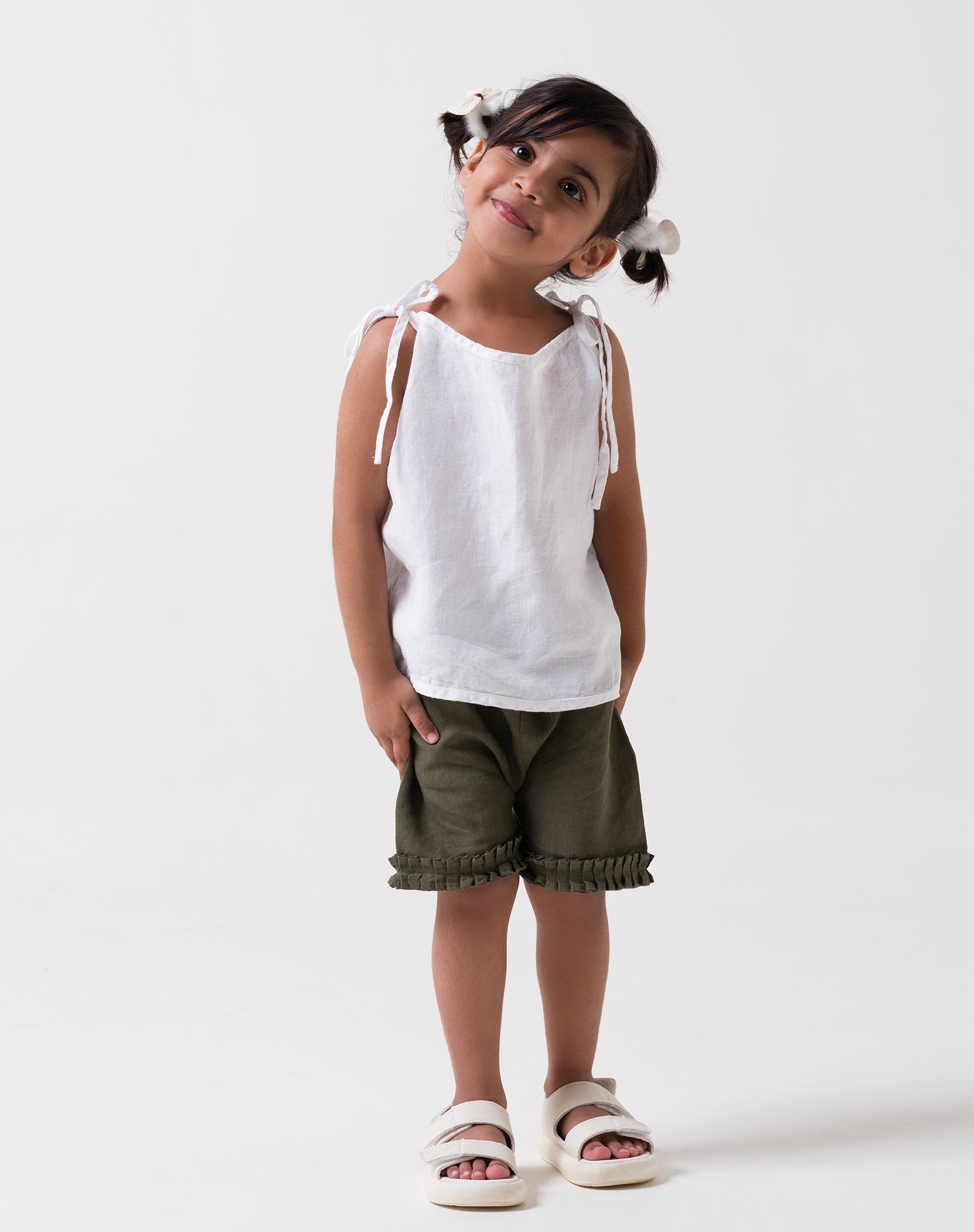 Jhabla's for girl T- White B- Crocodile Green