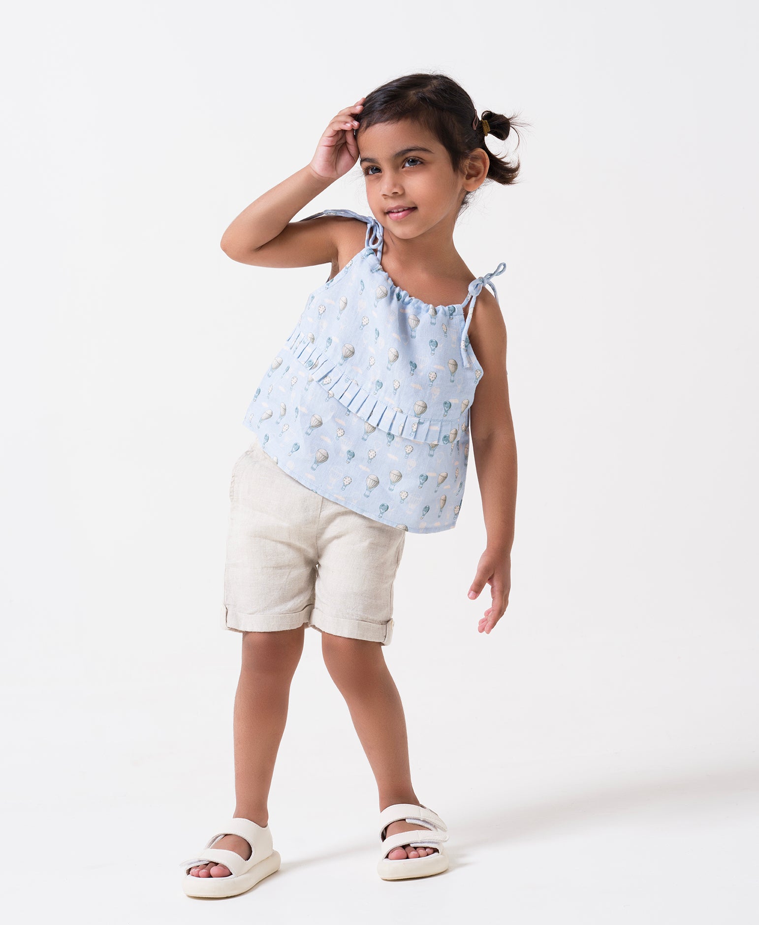 Printed Tie-Strap Pleated Co-Ord Set Floating print