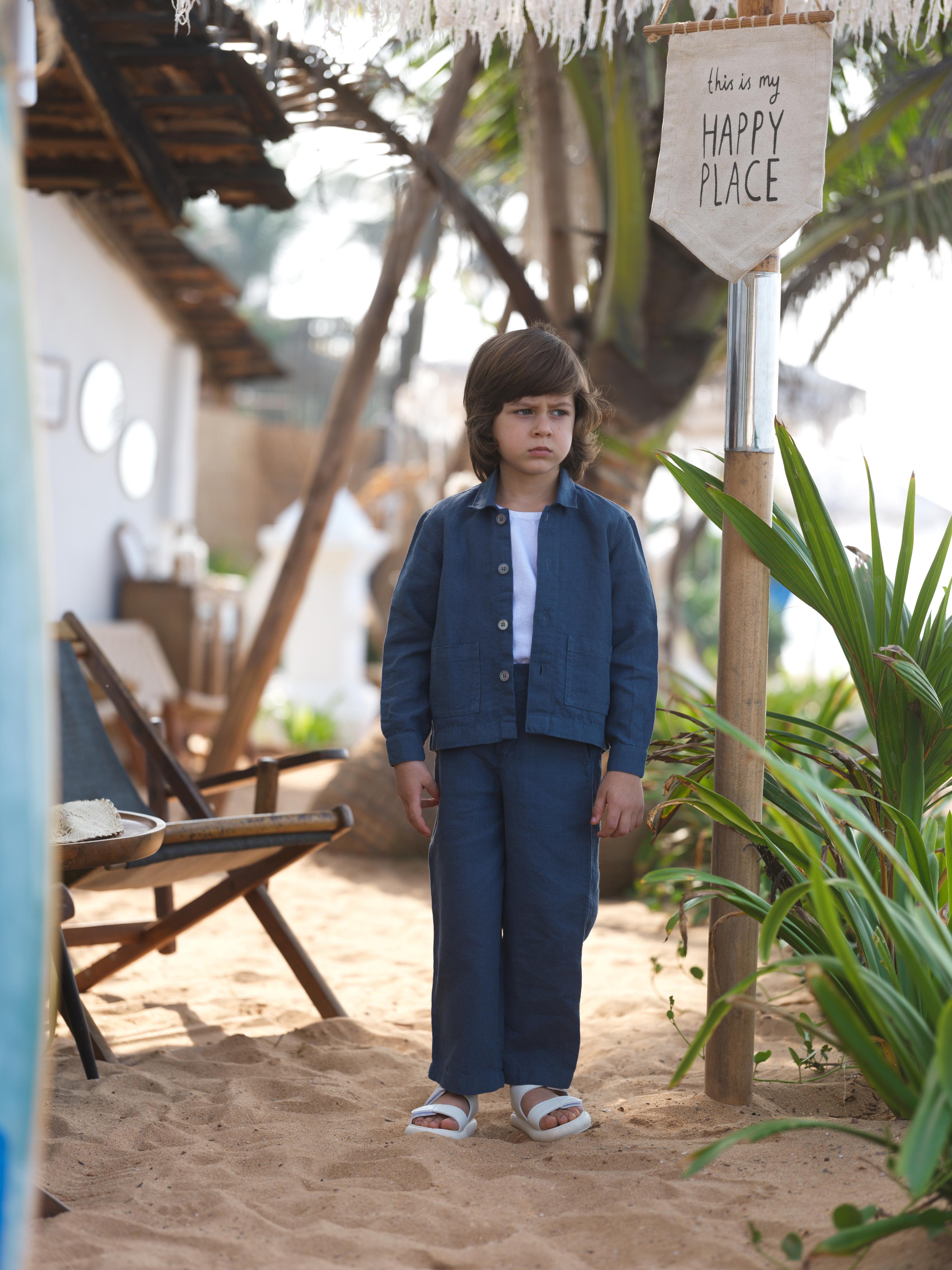 Boys Shacket Co-Ord Set Ash Blue