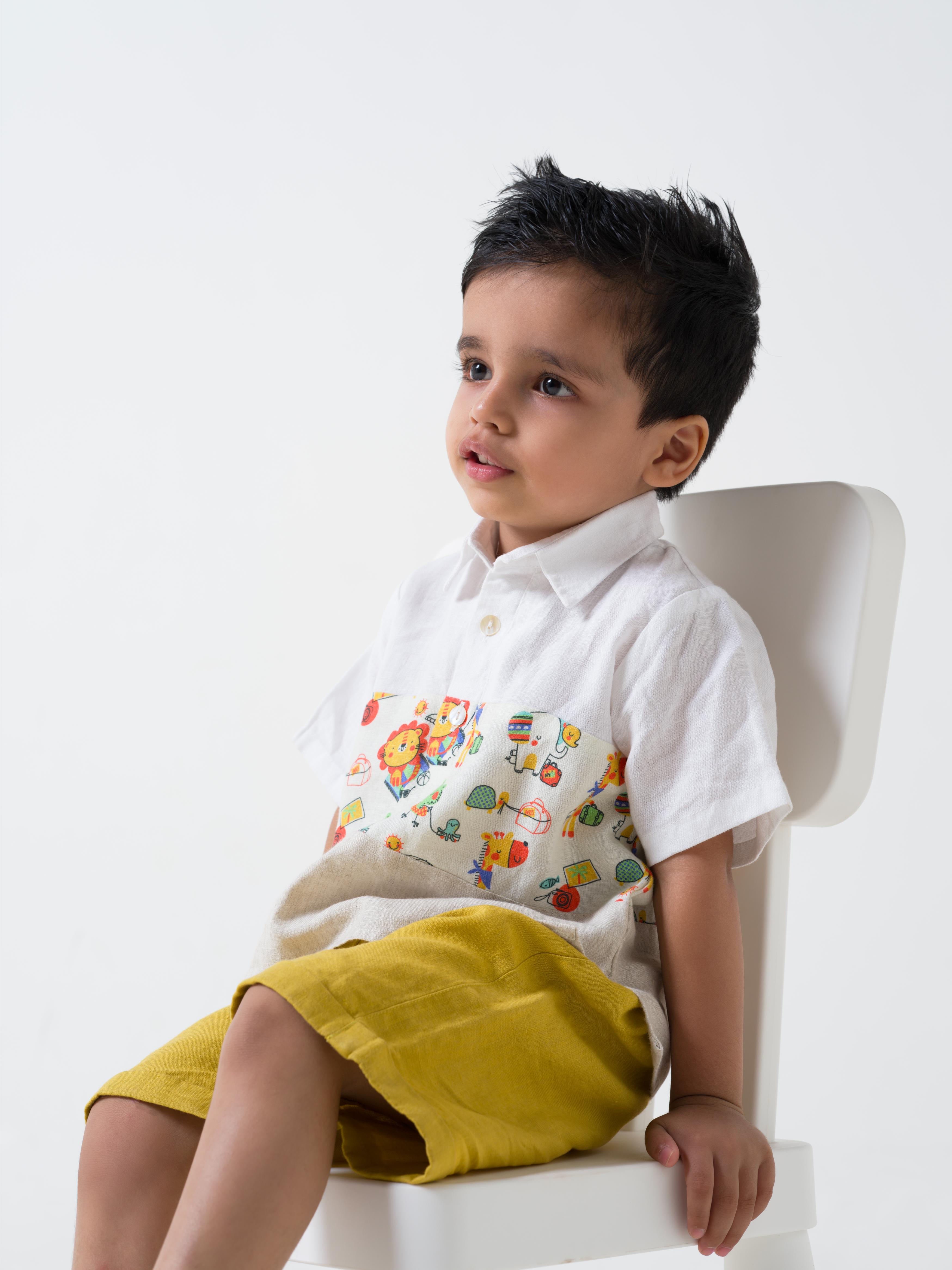 Printed Polo Collar Shirt Set