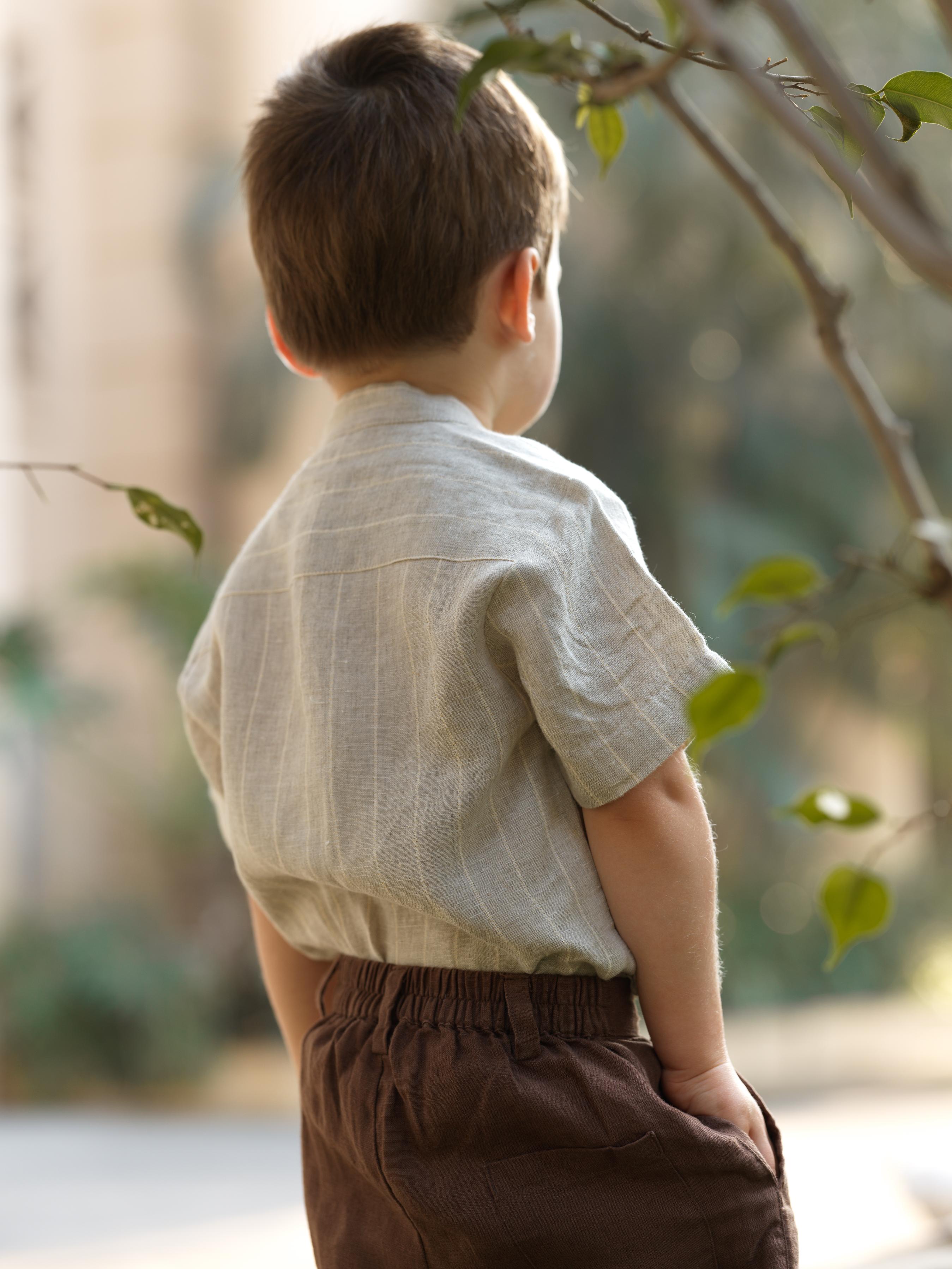 Boys Mandarin Collar Shirt Cloud Grey