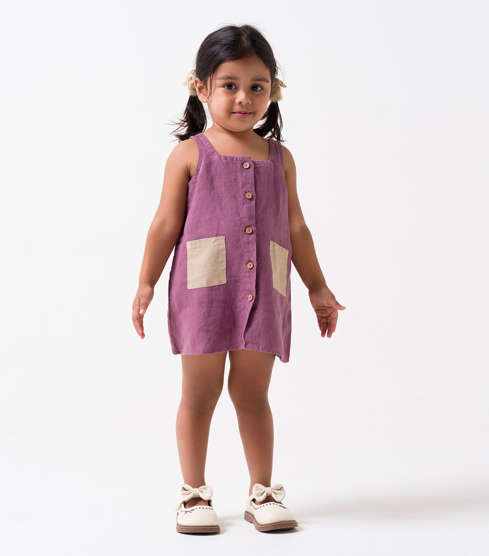 Patch Pocket Frock Twilight Purple Pocket - Desert Sand