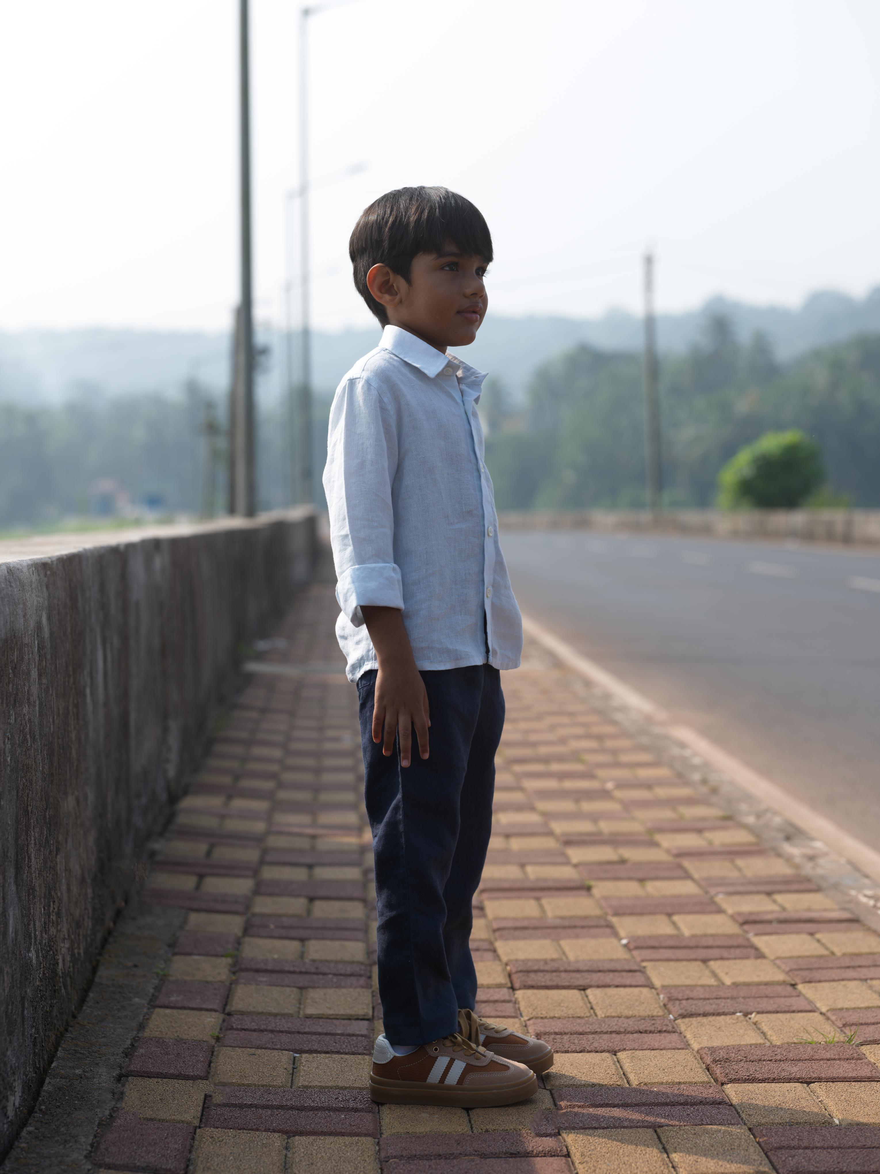 Boys Regular Collar Shirt Ice Blue