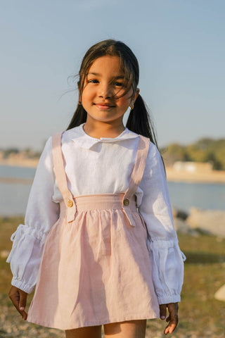 Suspender Skirt With Shirt Set - Chi Linen