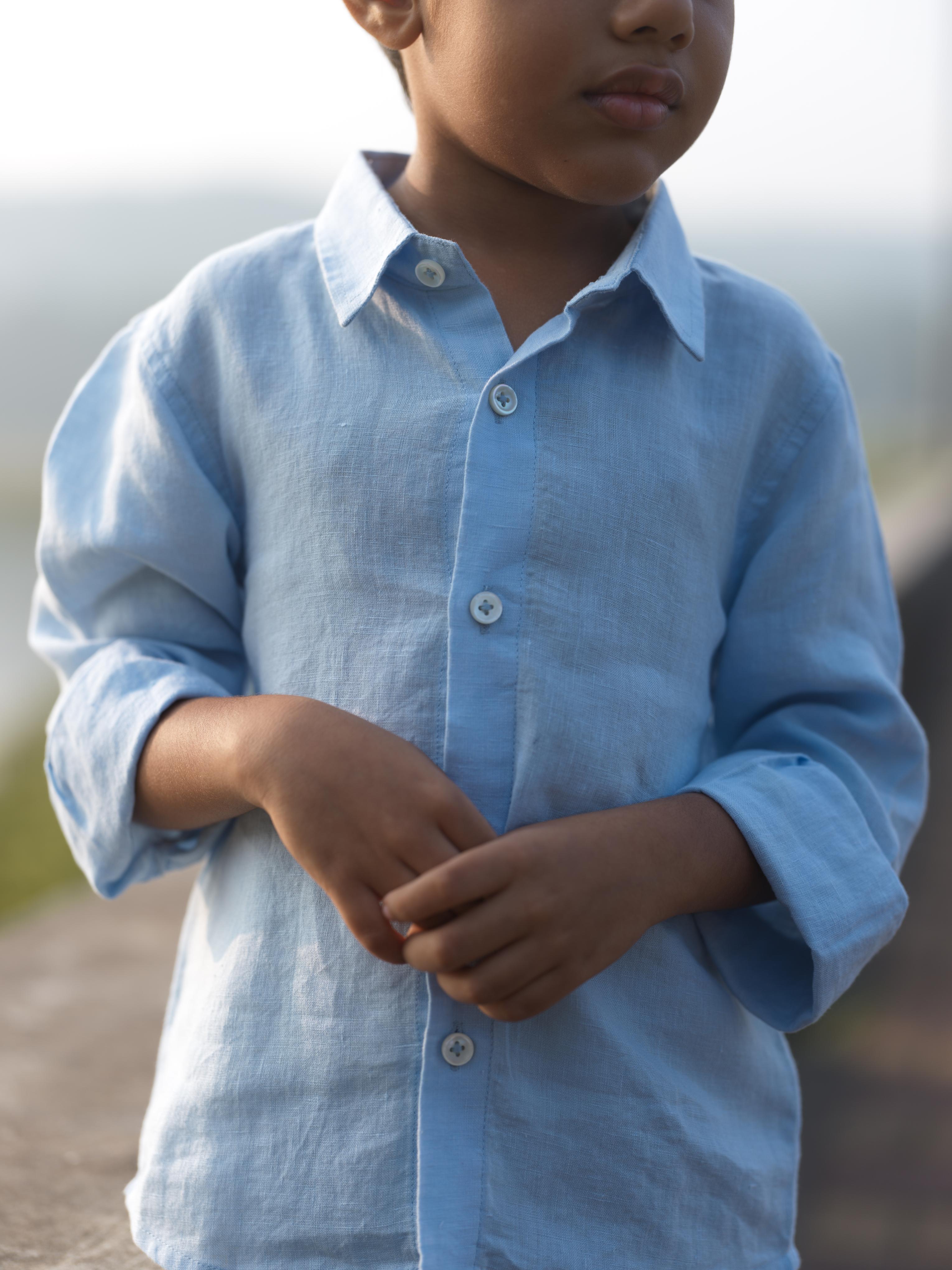 Boys Regular Collar Shirt Sky Blue