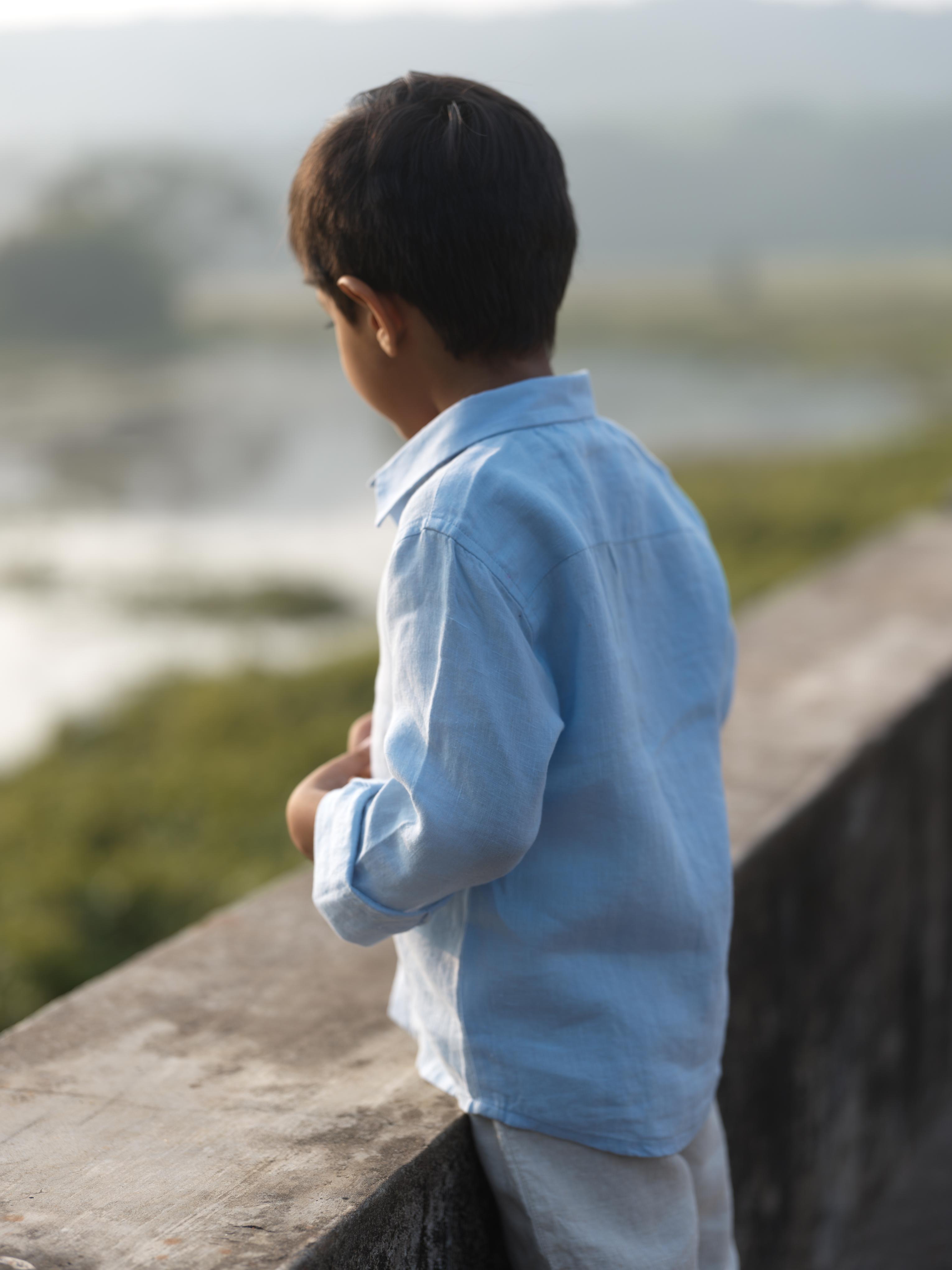 Boys Regular Collar Shirt Sky Blue