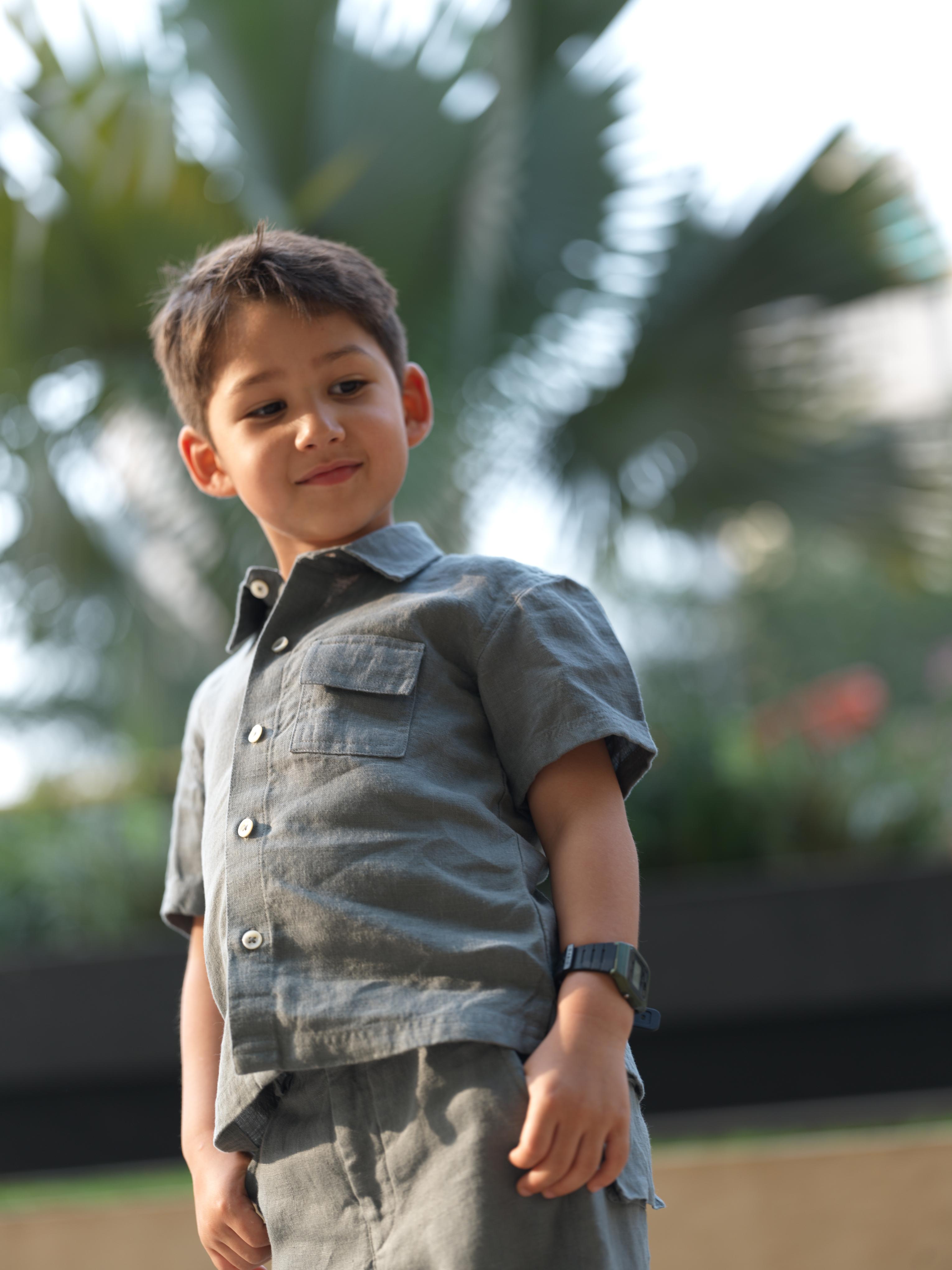 Boys Half-Sleeve Shirt & Cargo Trousers Co-Ord Graphite