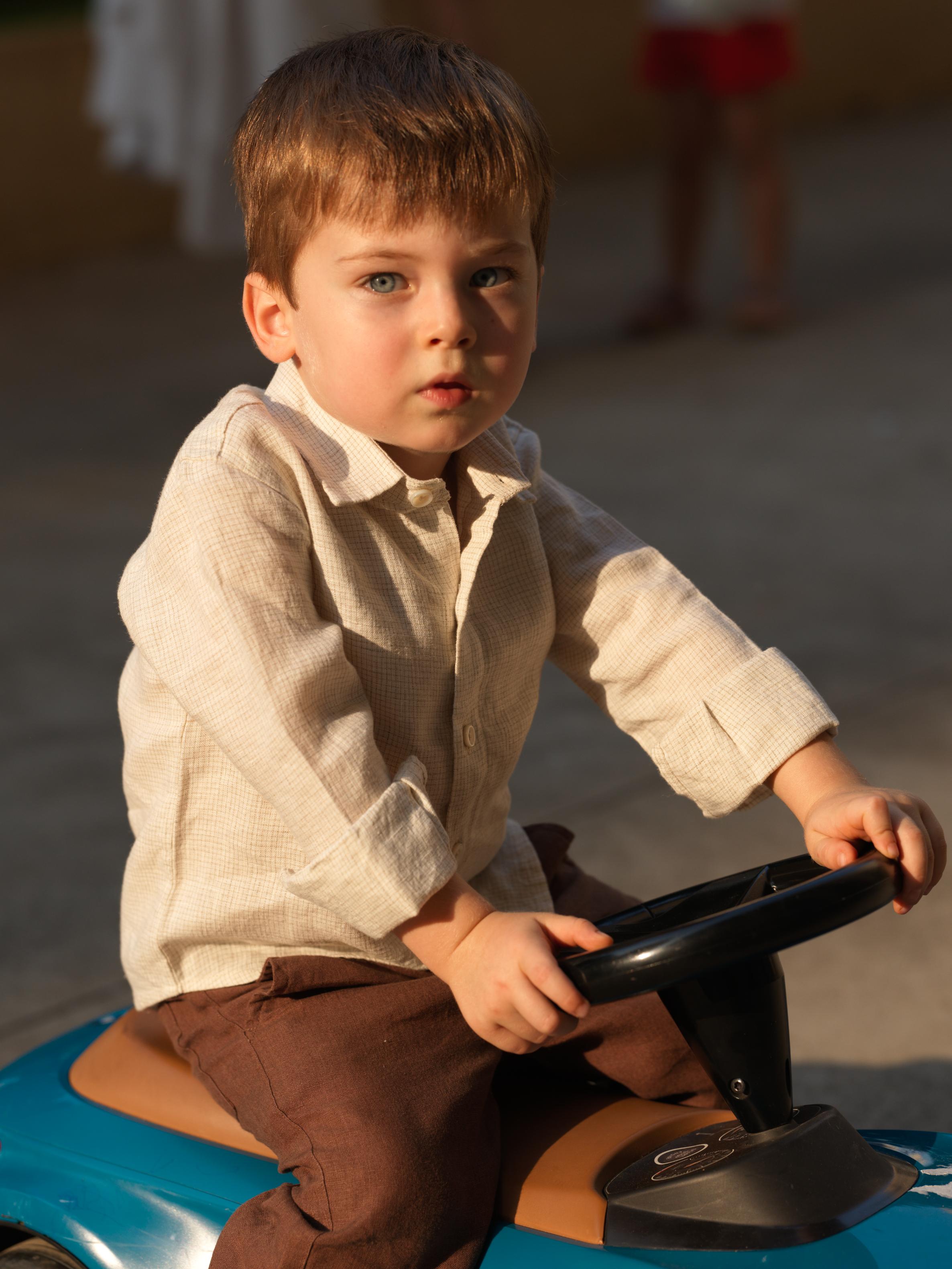 Boys Regular Collar Shirt Ivory Check